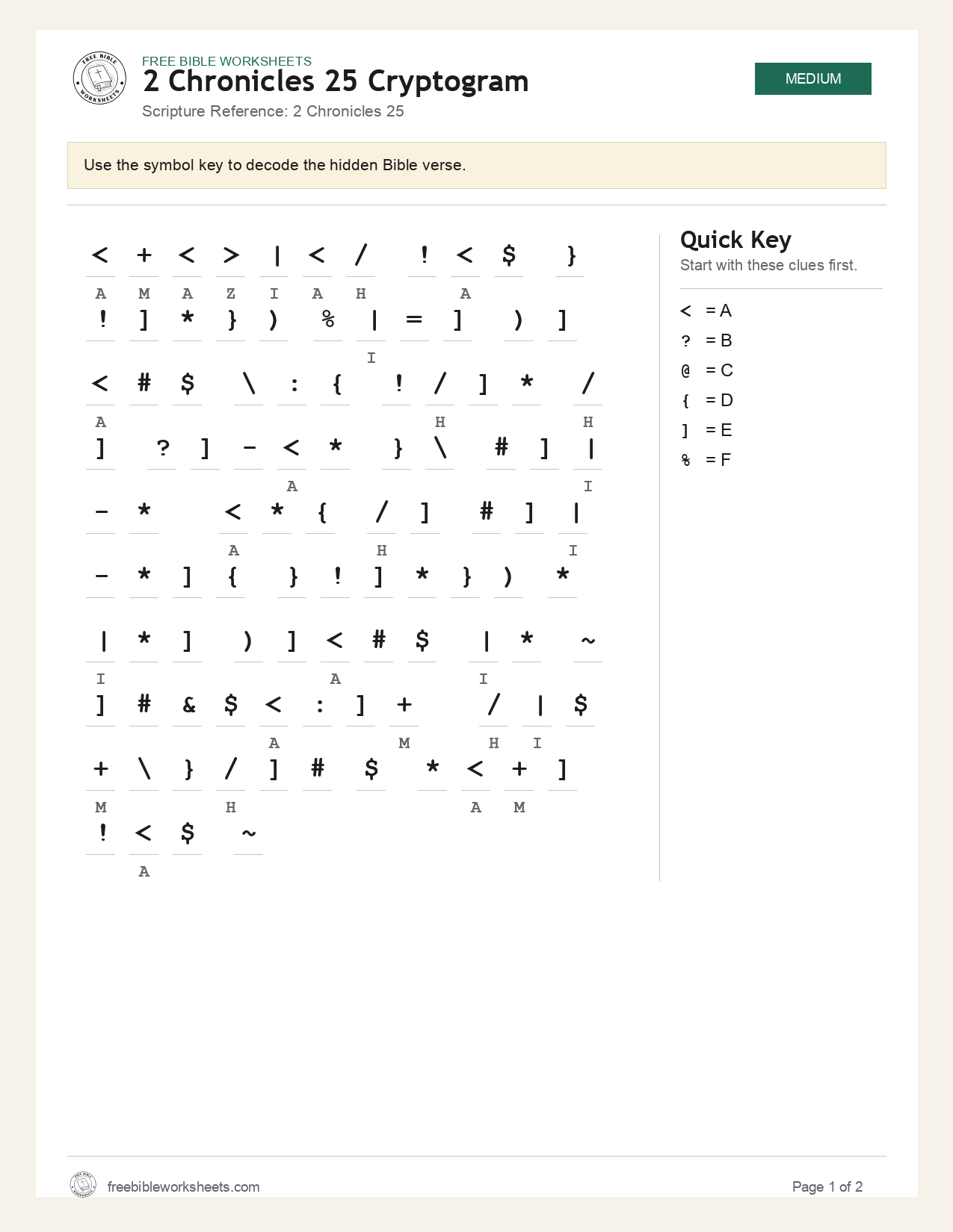 2 Chronicles 25 Cryptogram preview