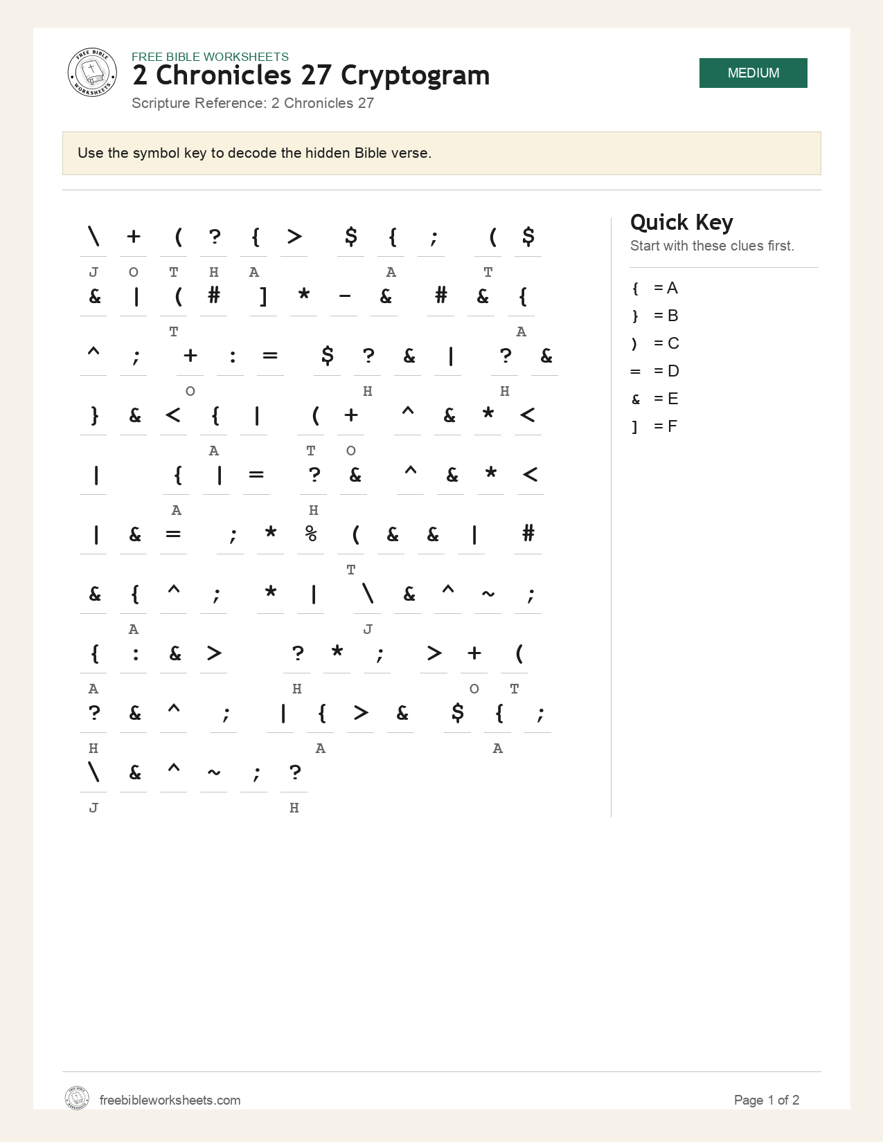 2 Chronicles 27 Cryptogram preview