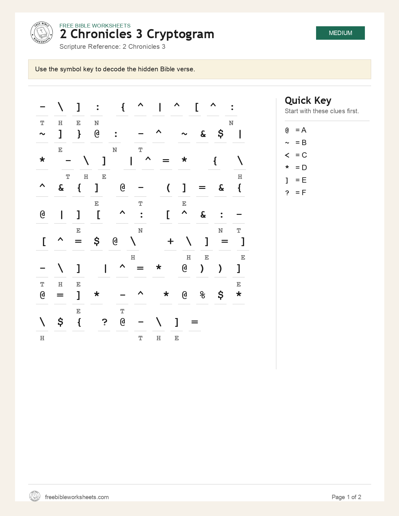2 Chronicles 3 Cryptogram preview