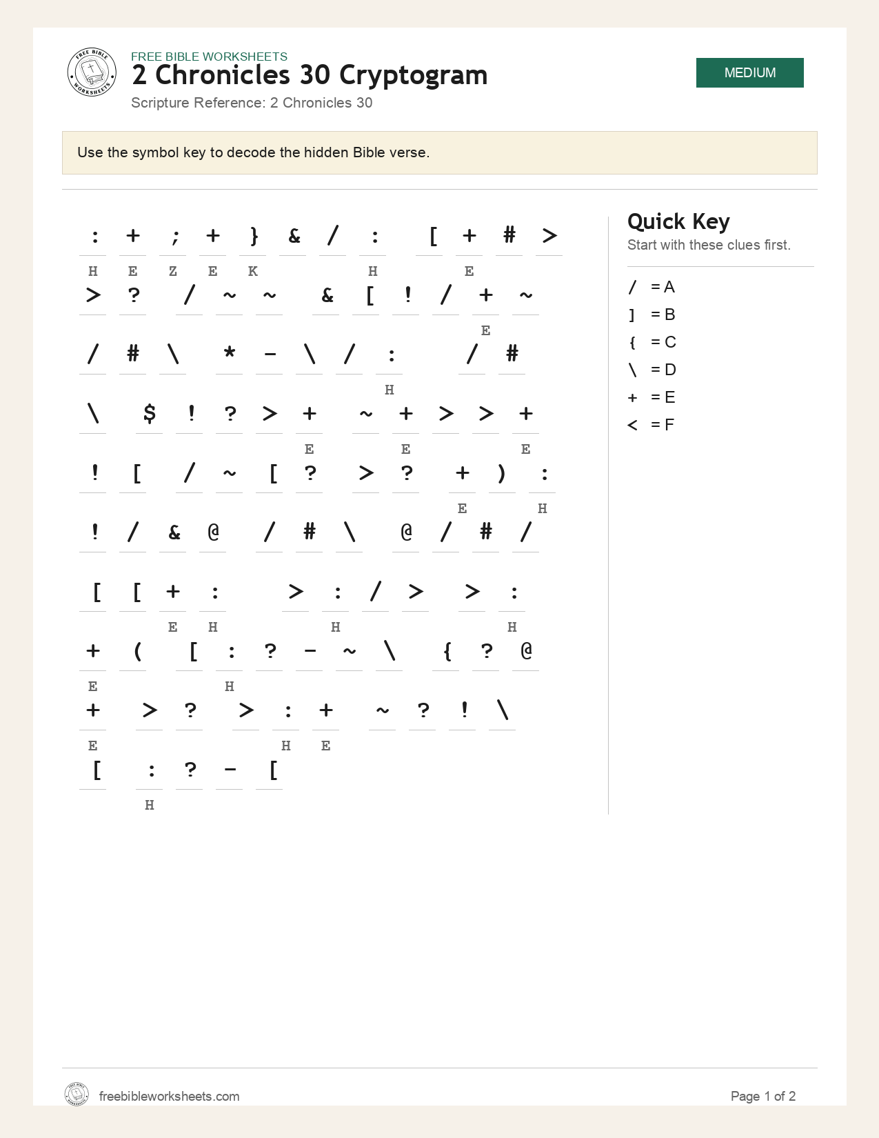 2 Chronicles 30 Cryptogram preview