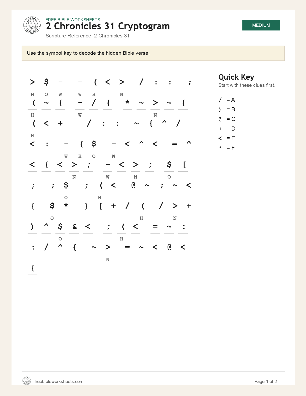 2 Chronicles 31 Cryptogram preview