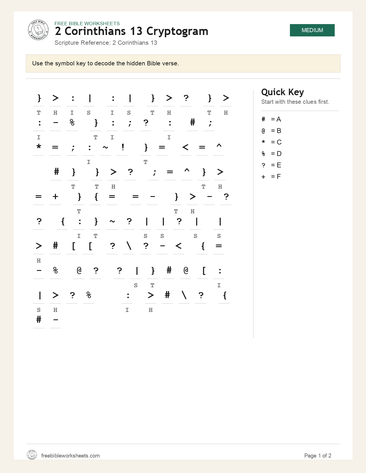 2 Corinthians 13 Cryptogram preview