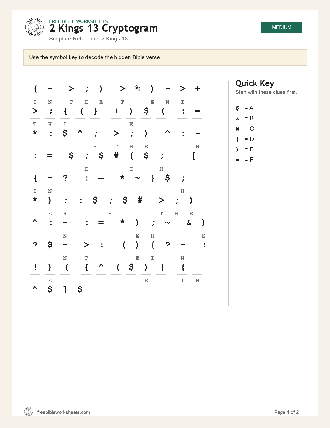 2 Kings 13 Cryptogram preview