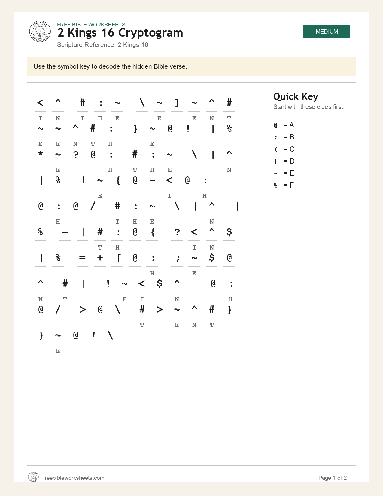 2 Kings 16 Cryptogram preview