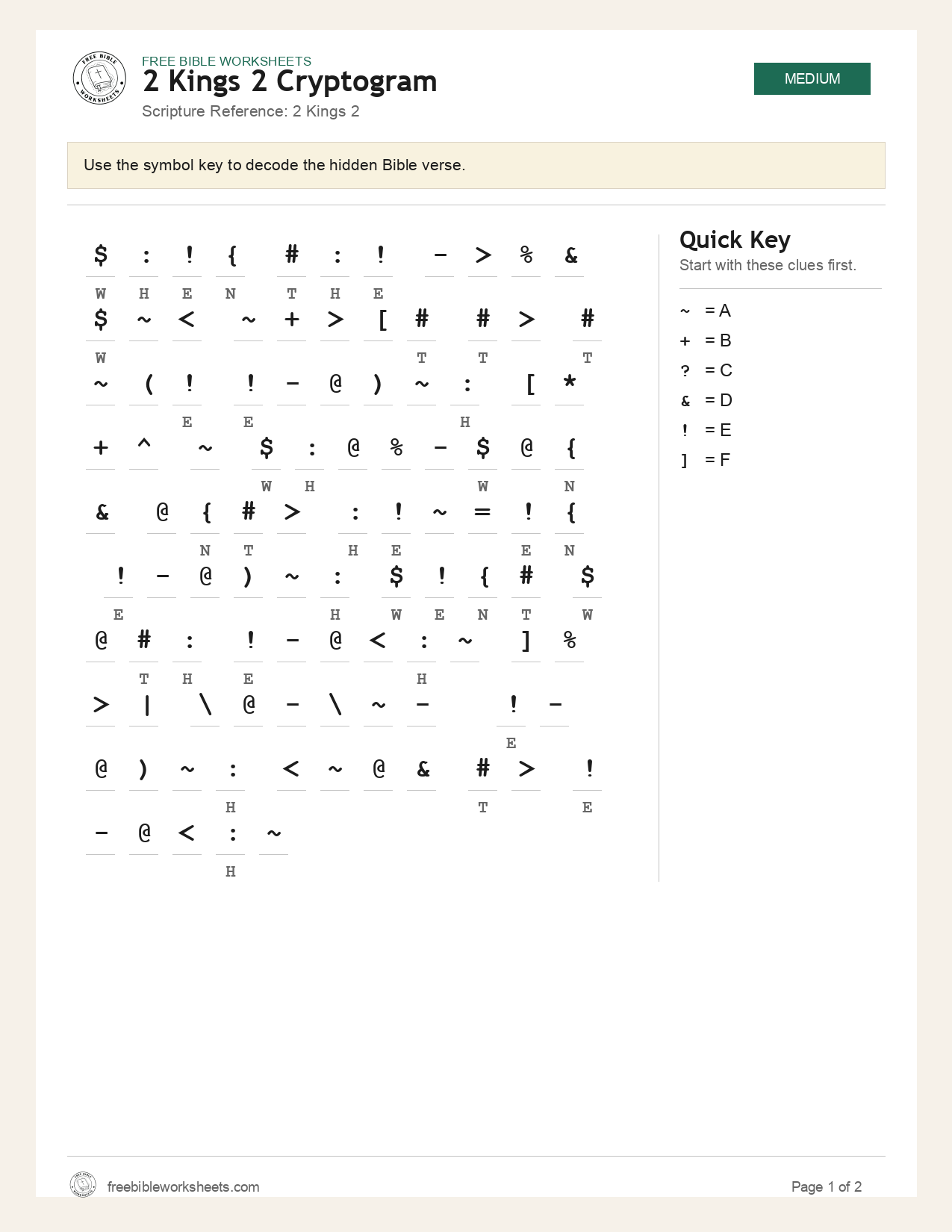 2 Kings 2 Cryptogram preview