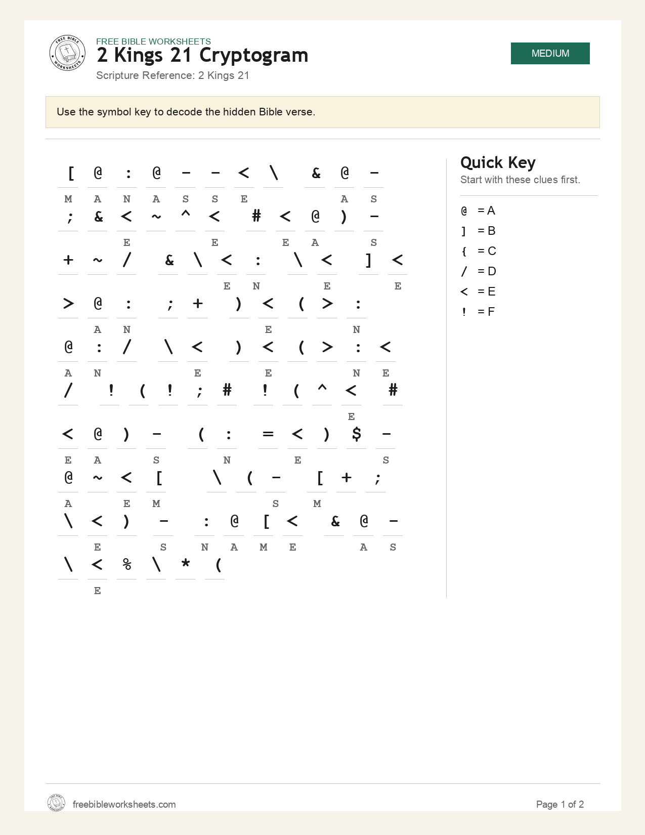 2 Kings 21 Cryptogram preview