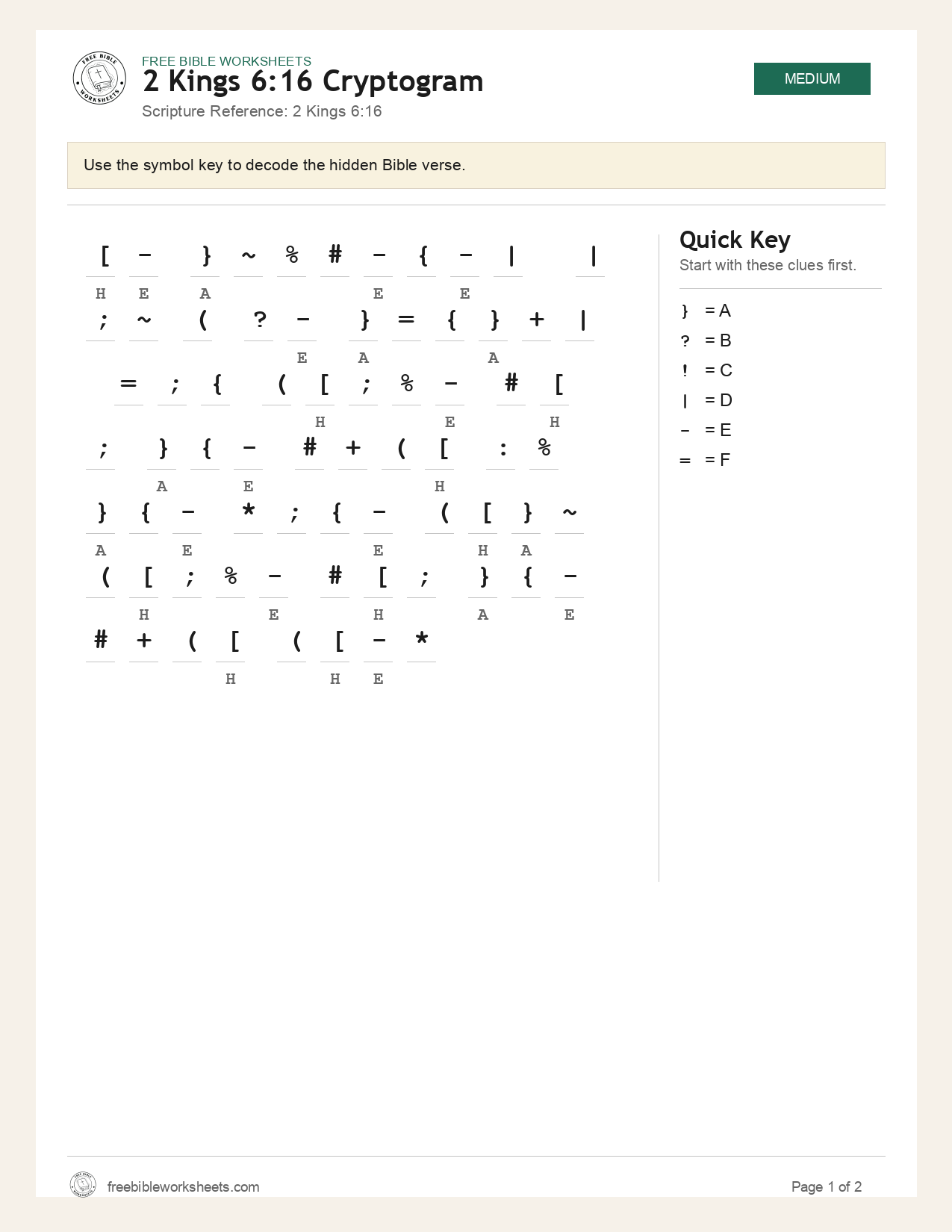 2 Kings 6:16 Cryptogram preview
