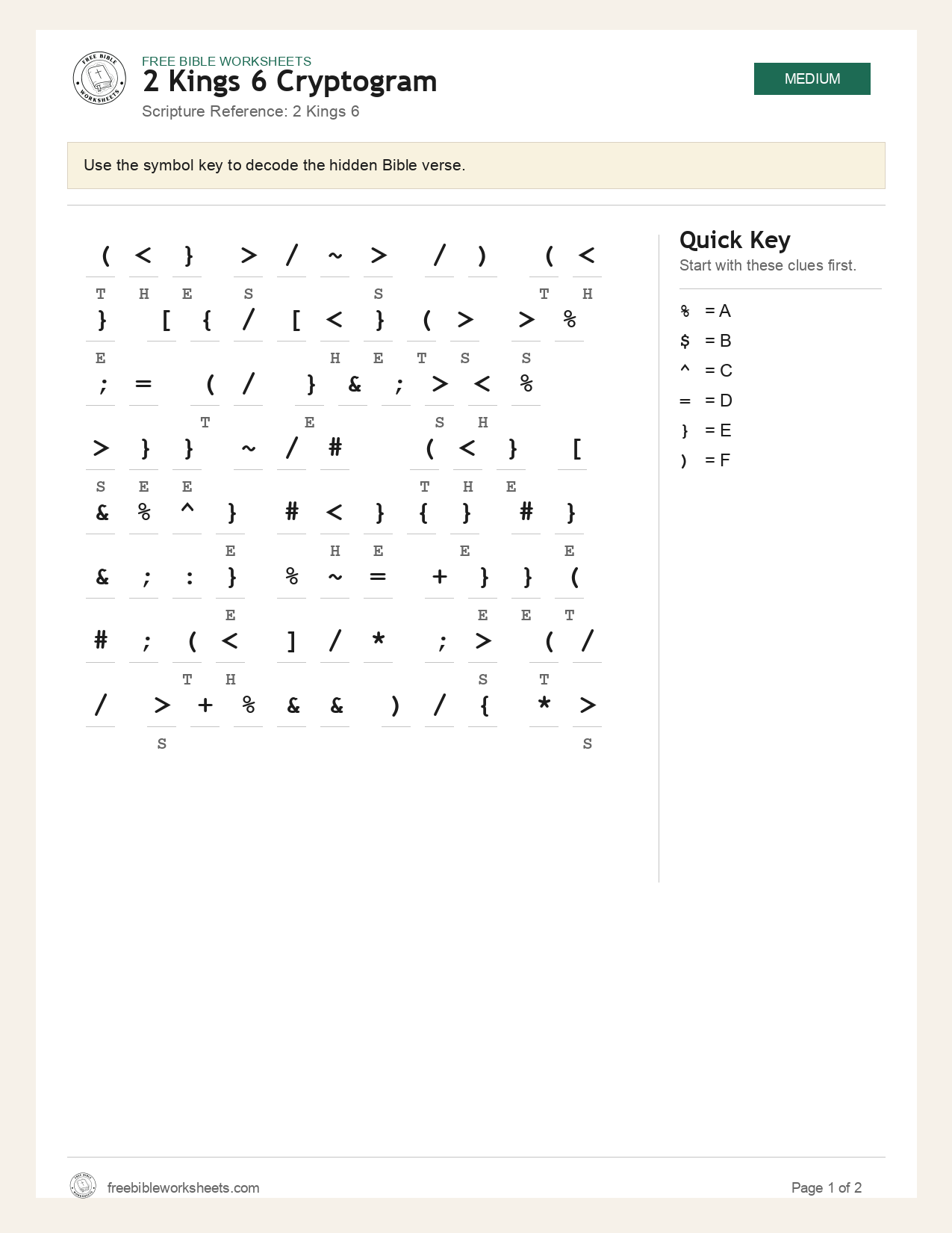 2 Kings 6 Cryptogram preview