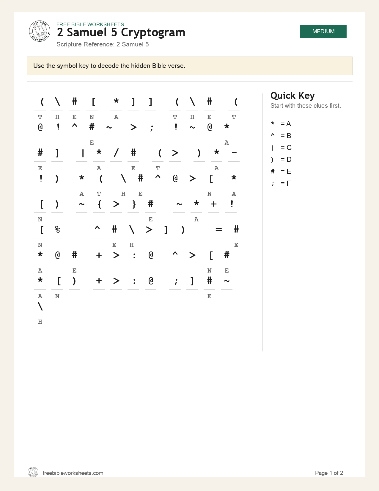 2 Samuel 5 Cryptogram preview