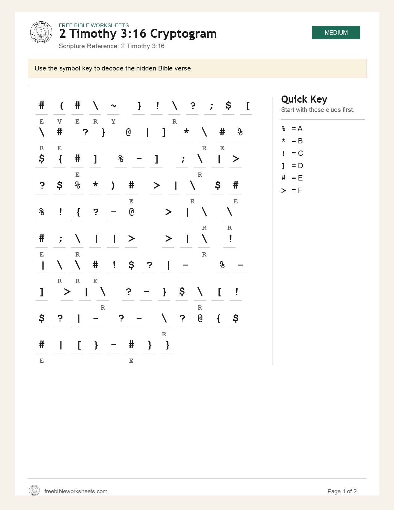 2 Timothy 3:16 Cryptogram preview