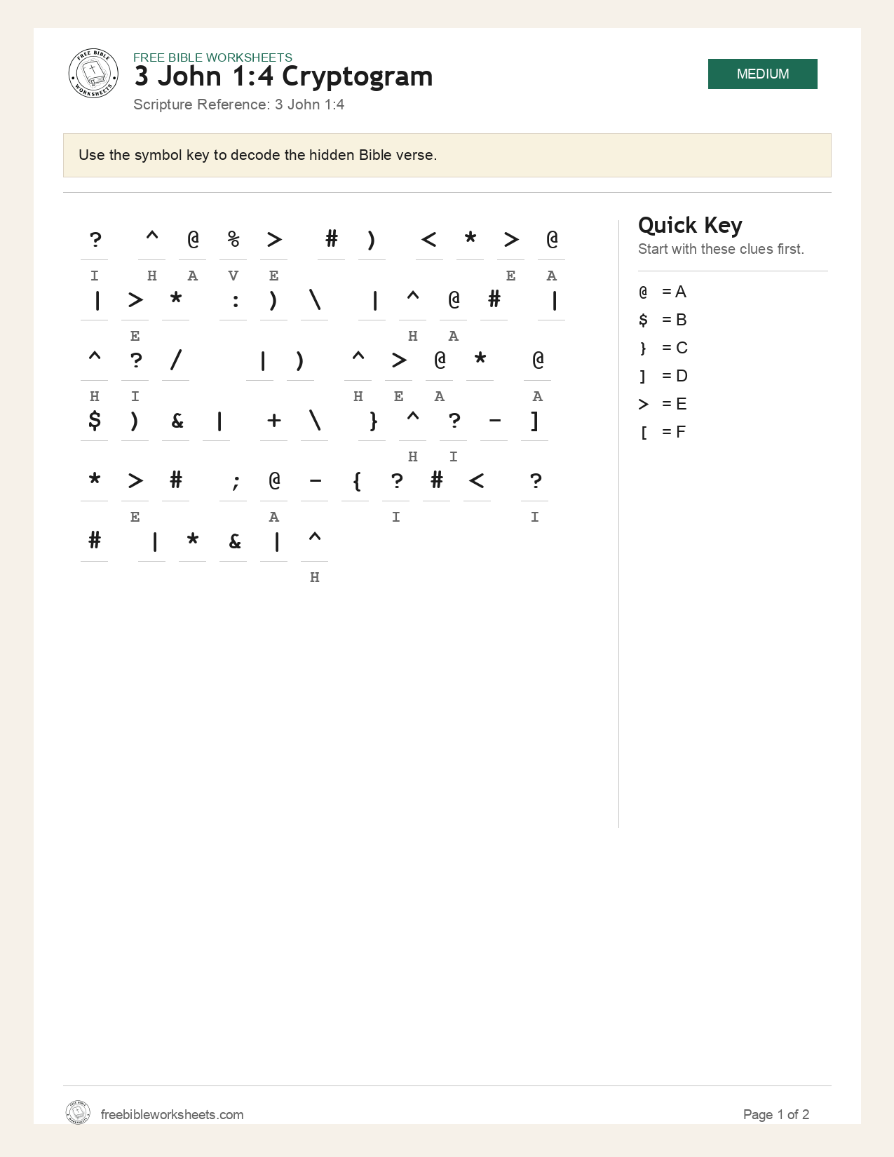3 John 1:4 Cryptogram preview