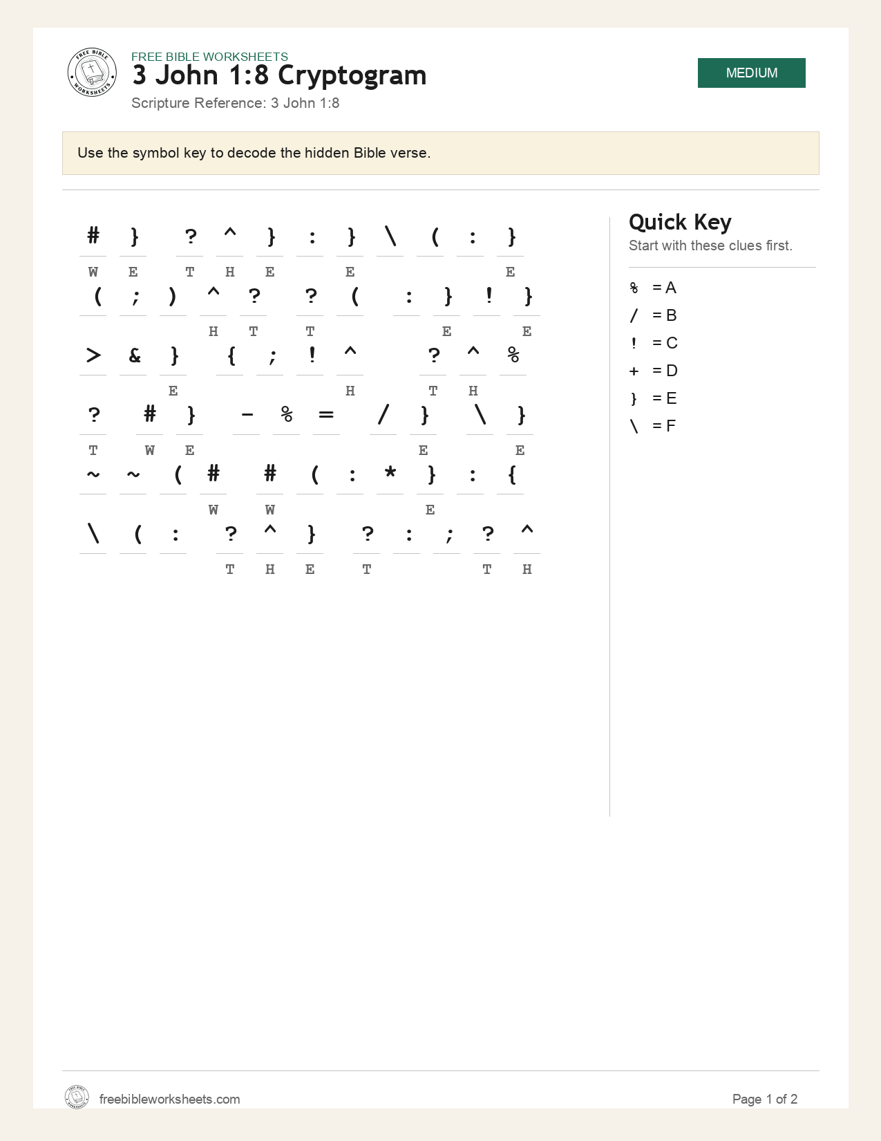 3 John 1:8 Cryptogram preview
