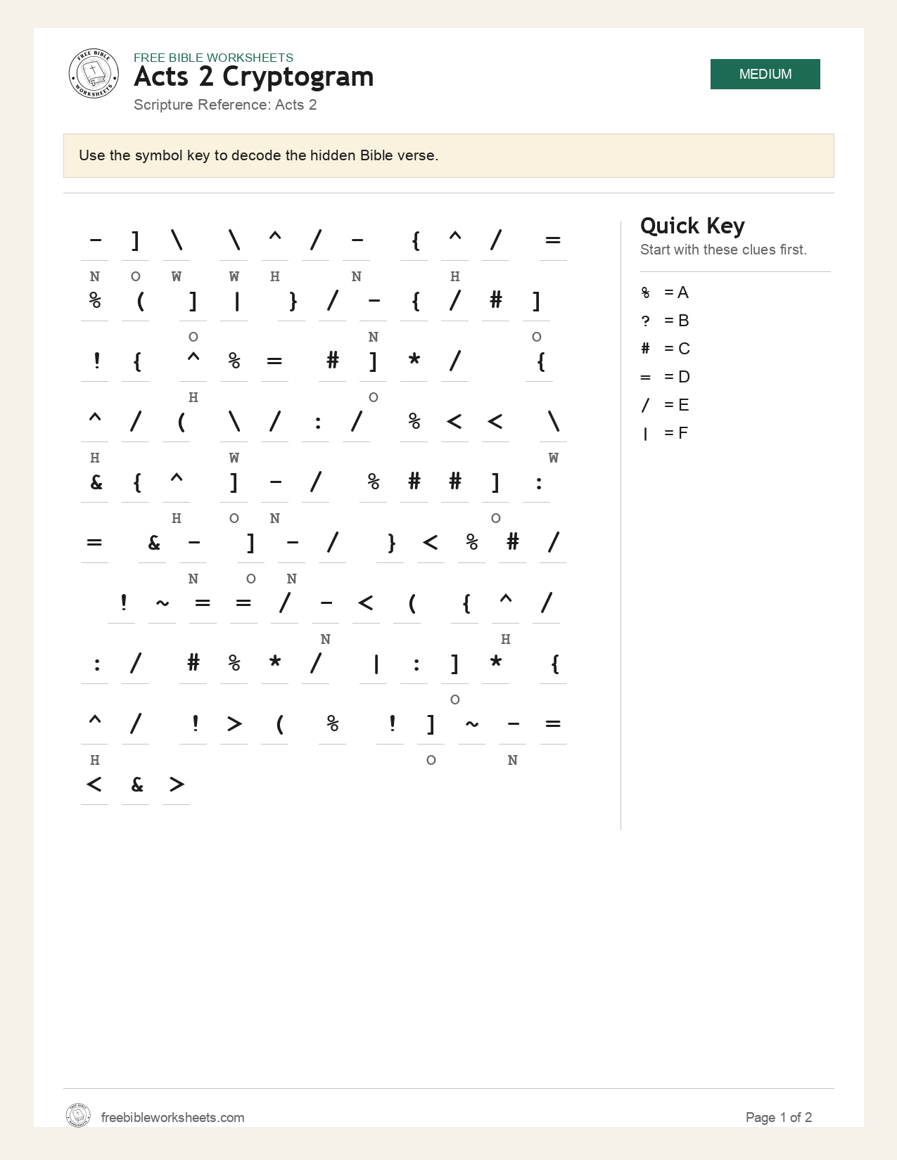 Acts 2 Cryptogram preview