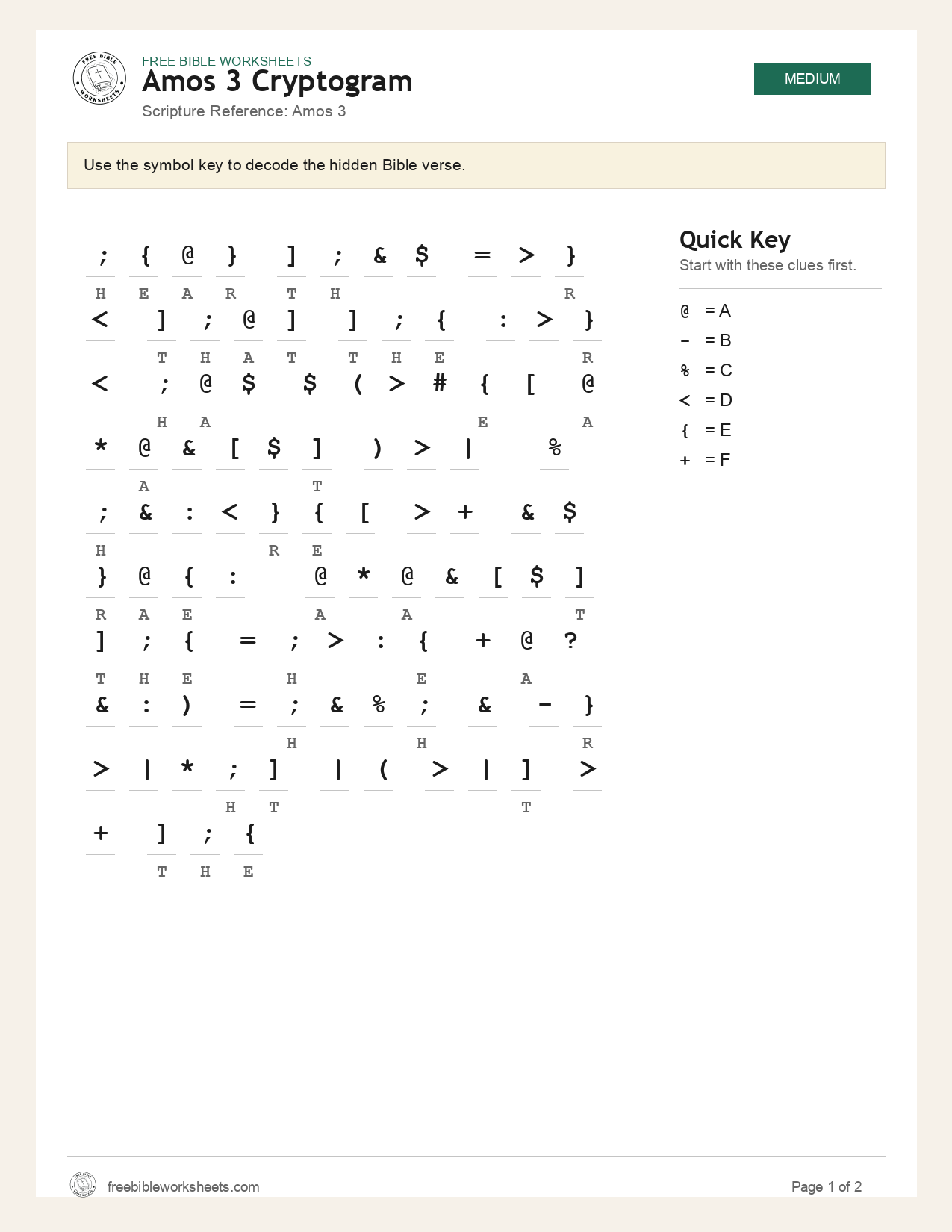 Amos 3 Cryptogram preview