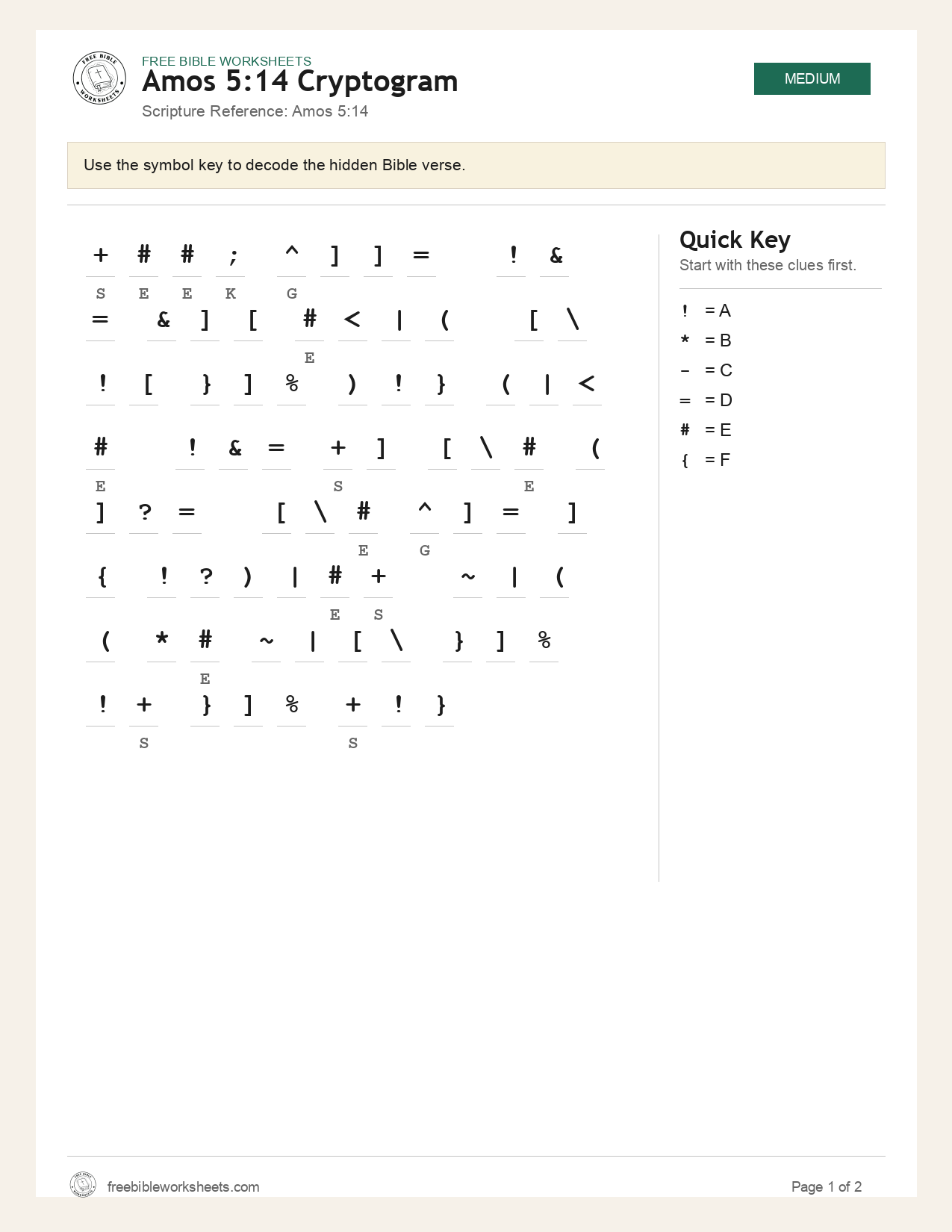 Amos 5:14 Cryptogram preview