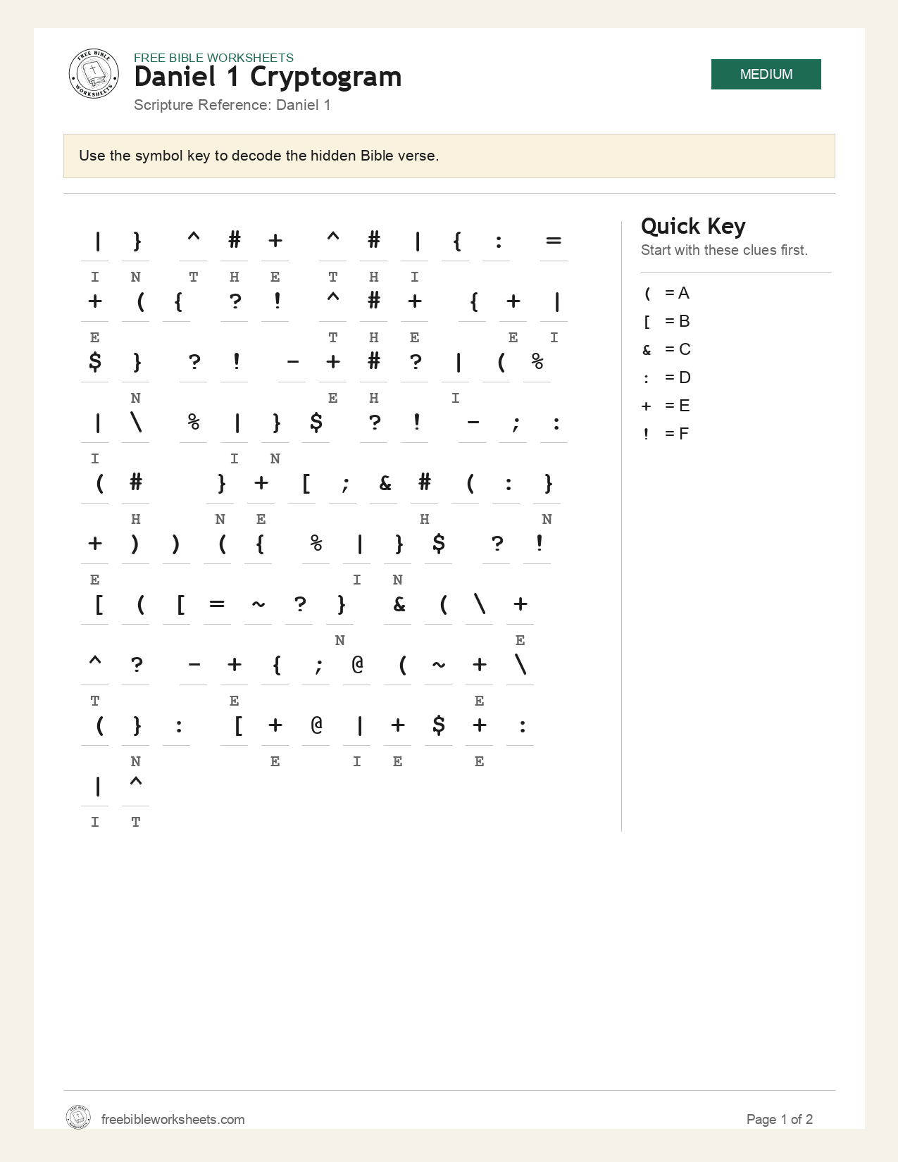 Daniel 1 Cryptogram preview