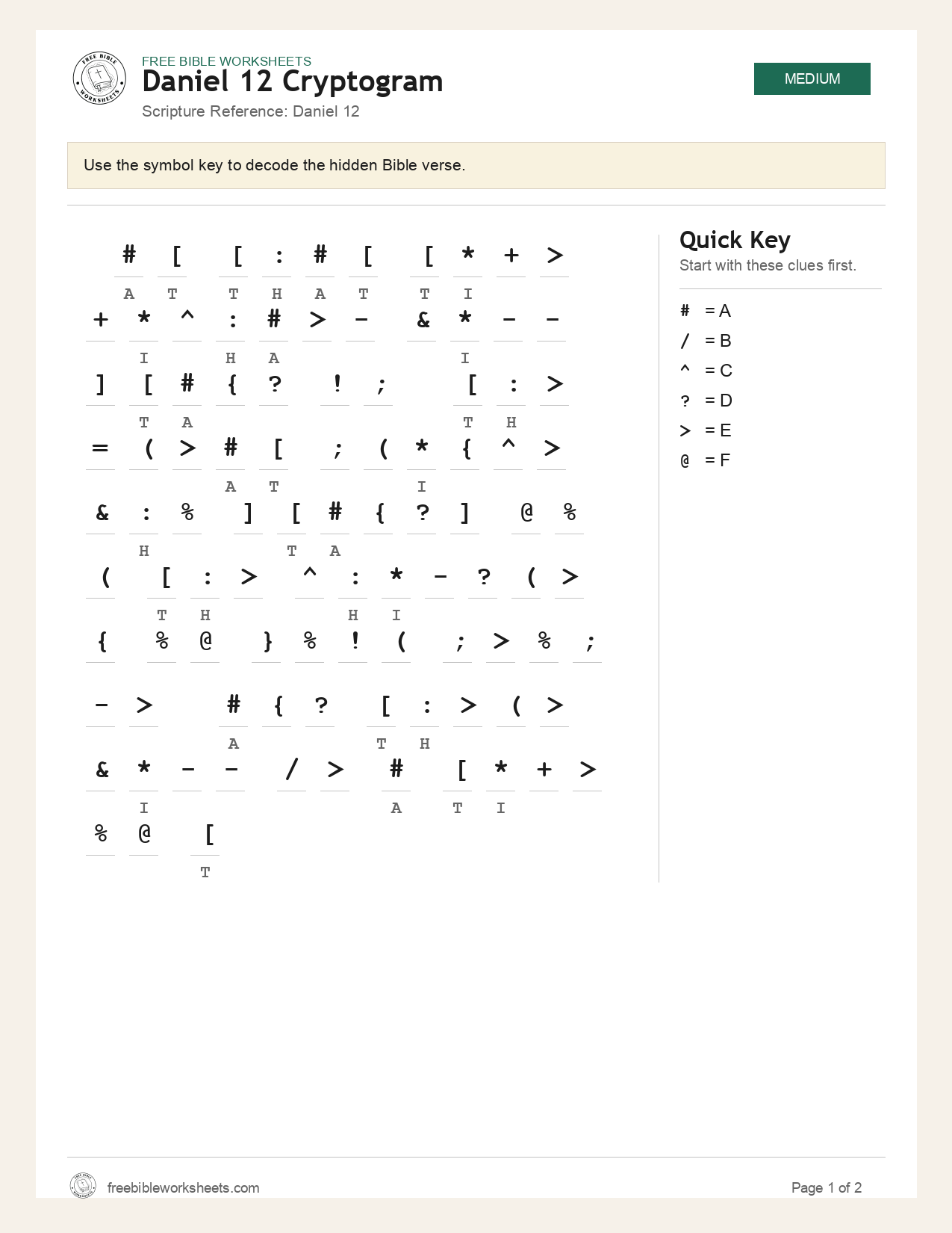 Daniel 12 Cryptogram preview