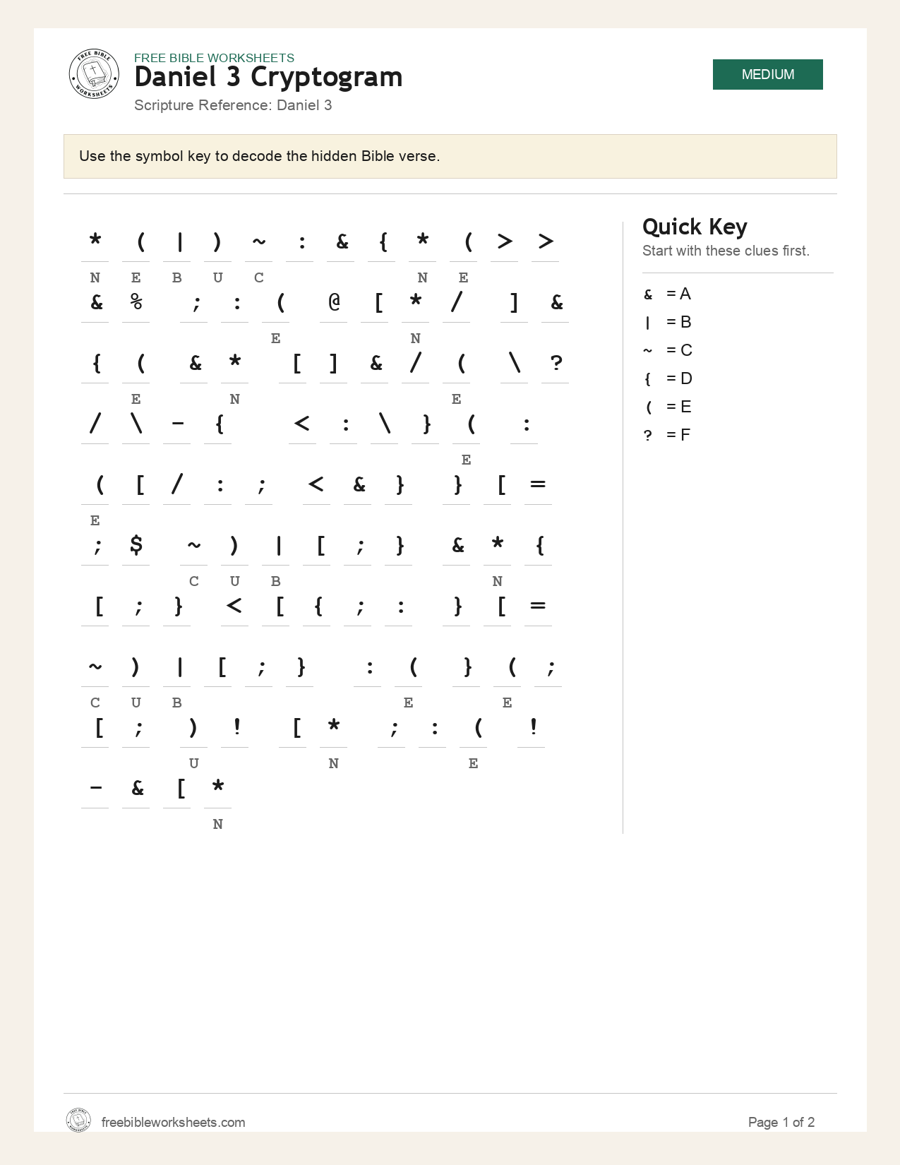Daniel 3 Cryptogram preview