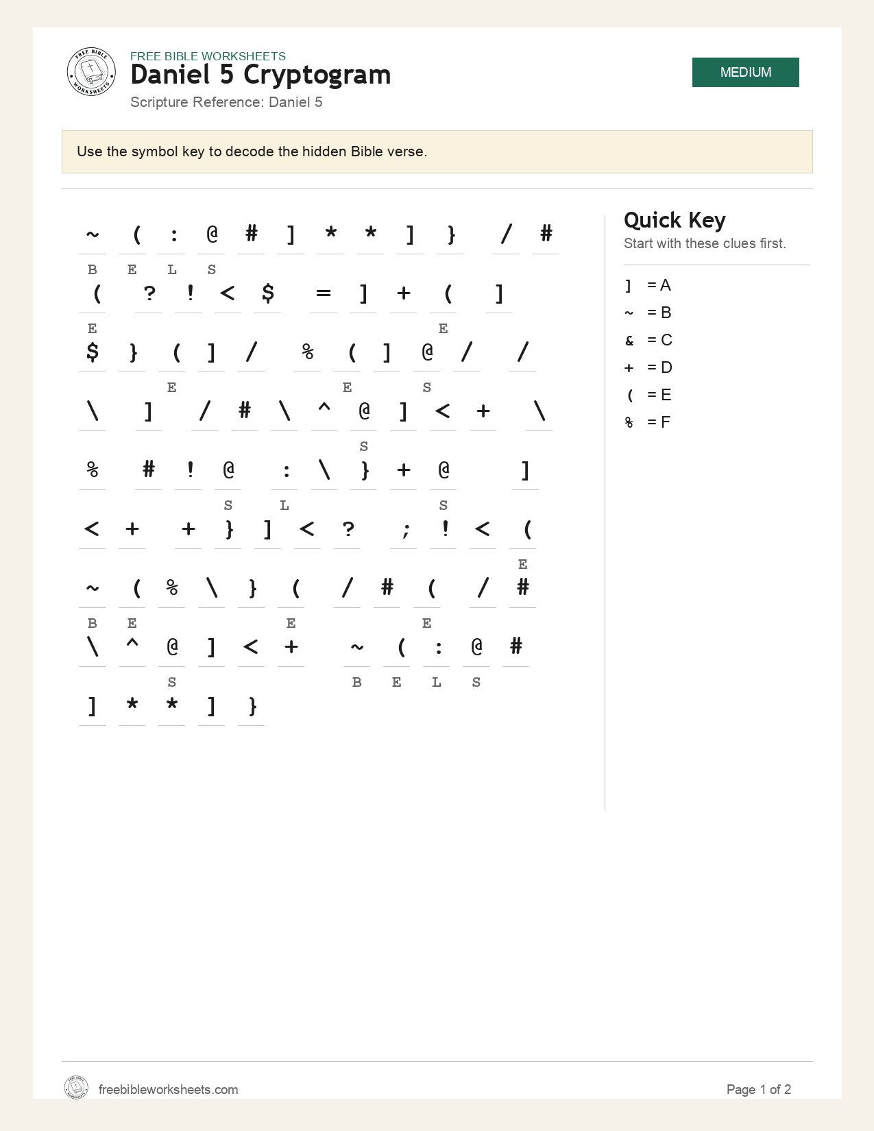 Daniel 5 Cryptogram preview