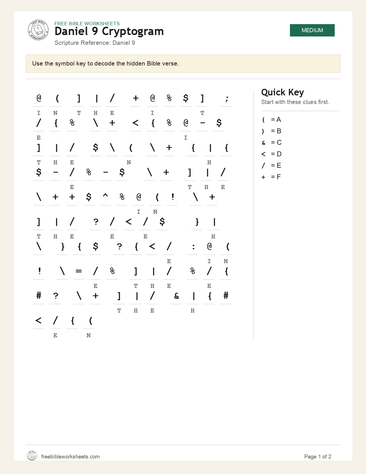 Daniel 9 Cryptogram preview
