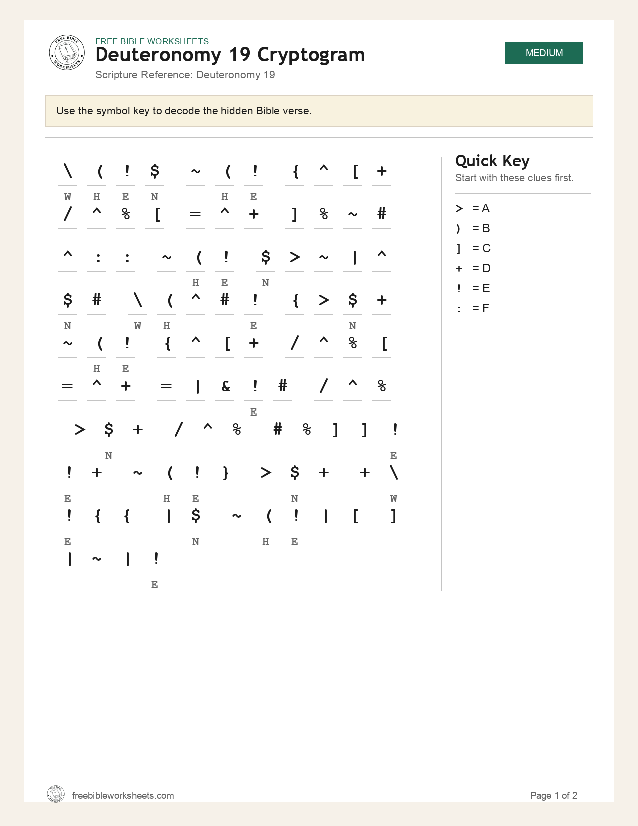 Deuteronomy 19 Cryptogram preview