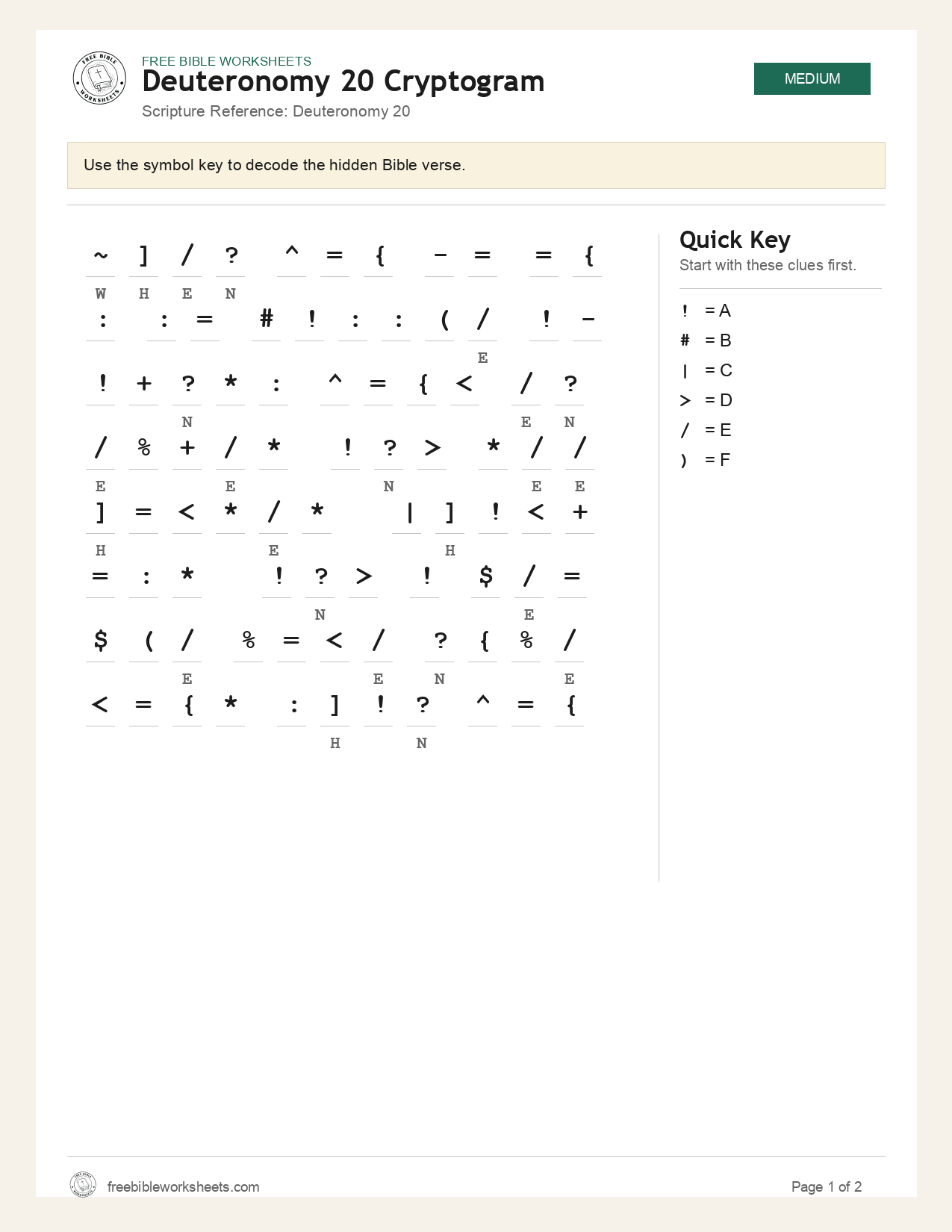 Deuteronomy 20 Cryptogram preview