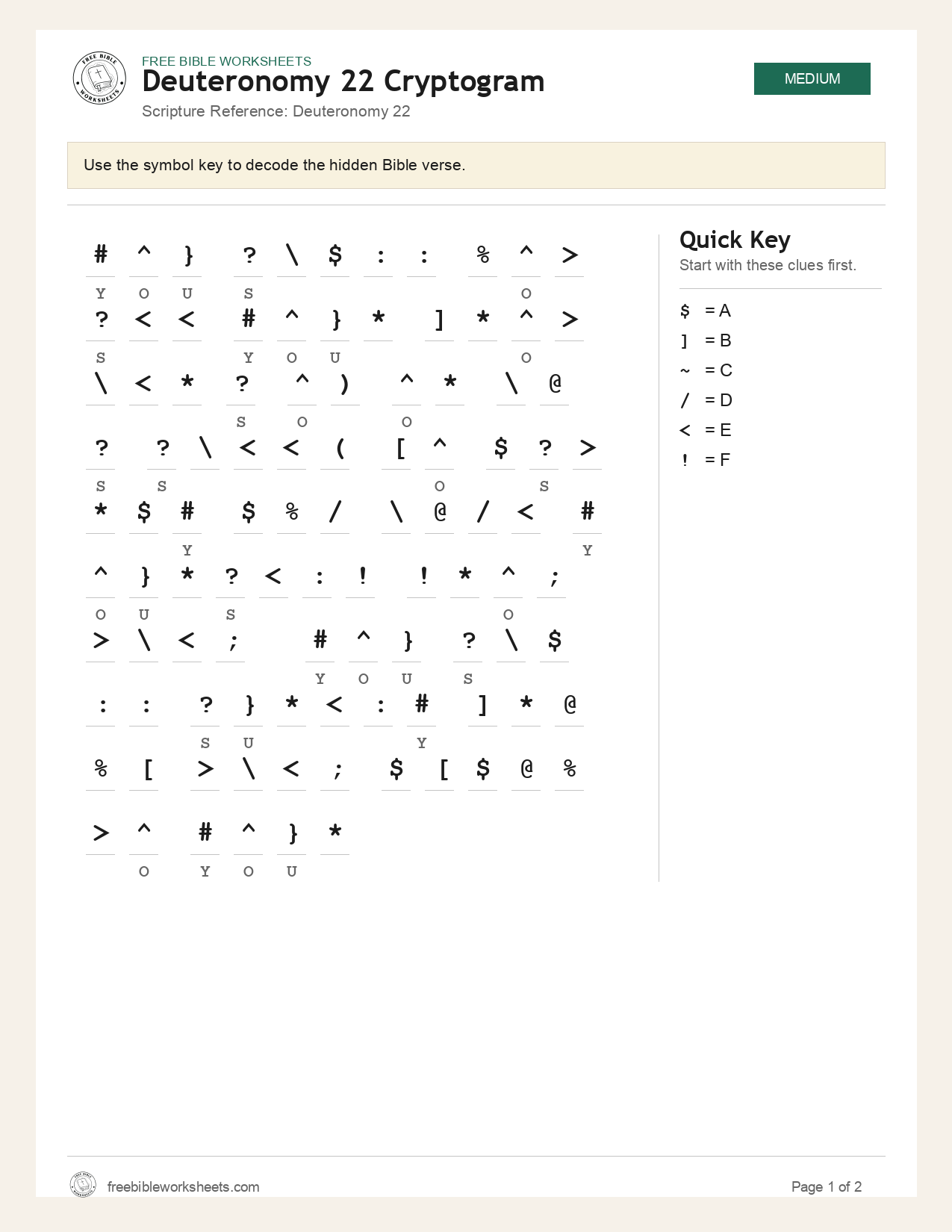 Deuteronomy 22 Cryptogram preview