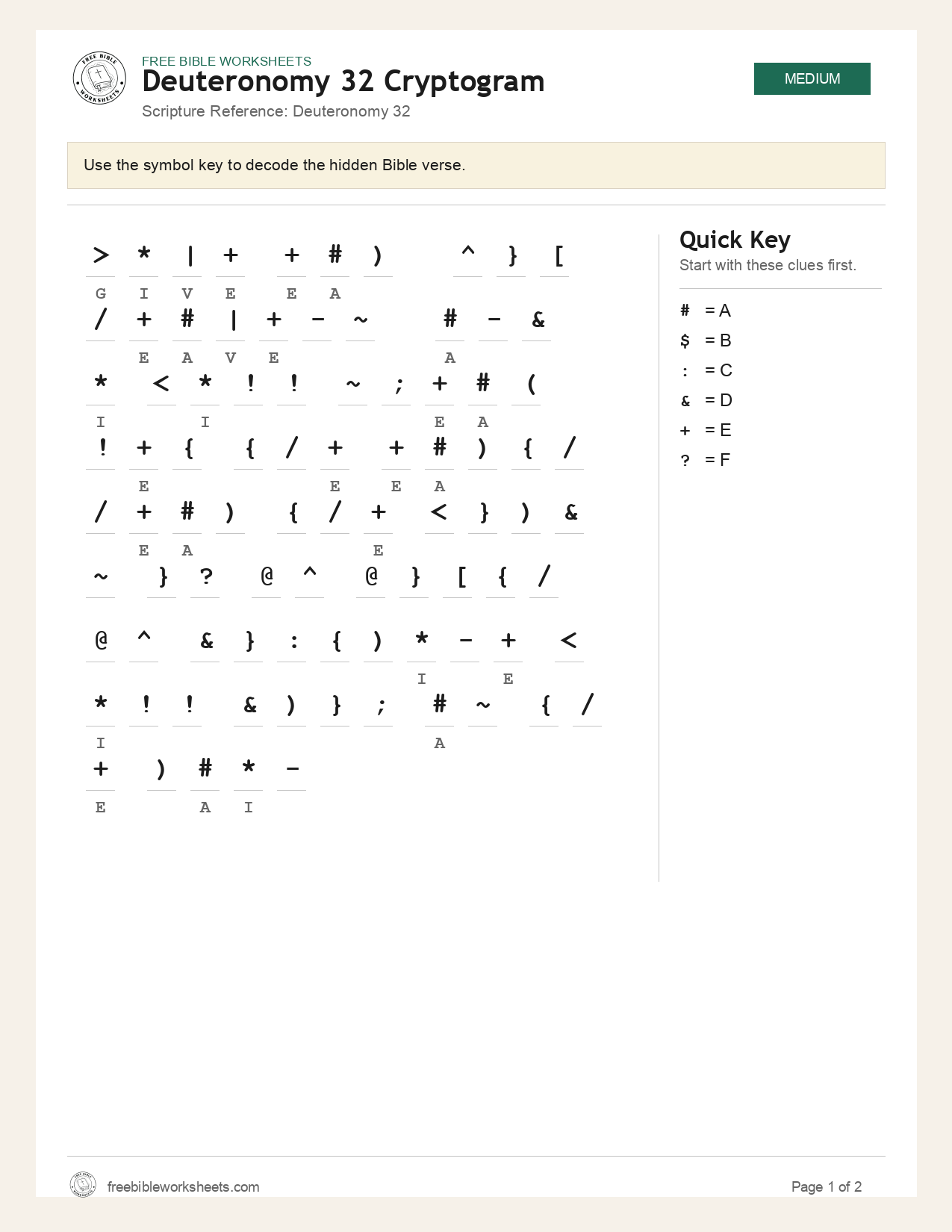 Deuteronomy 32 Cryptogram preview