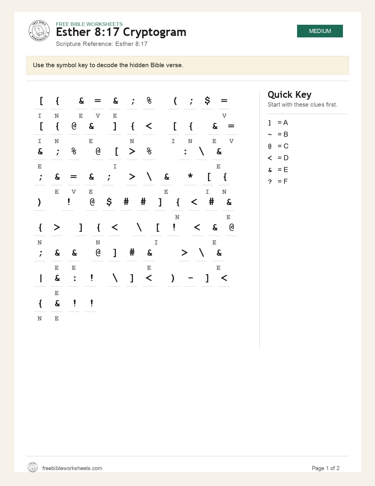 Esther 8:17 Cryptogram preview