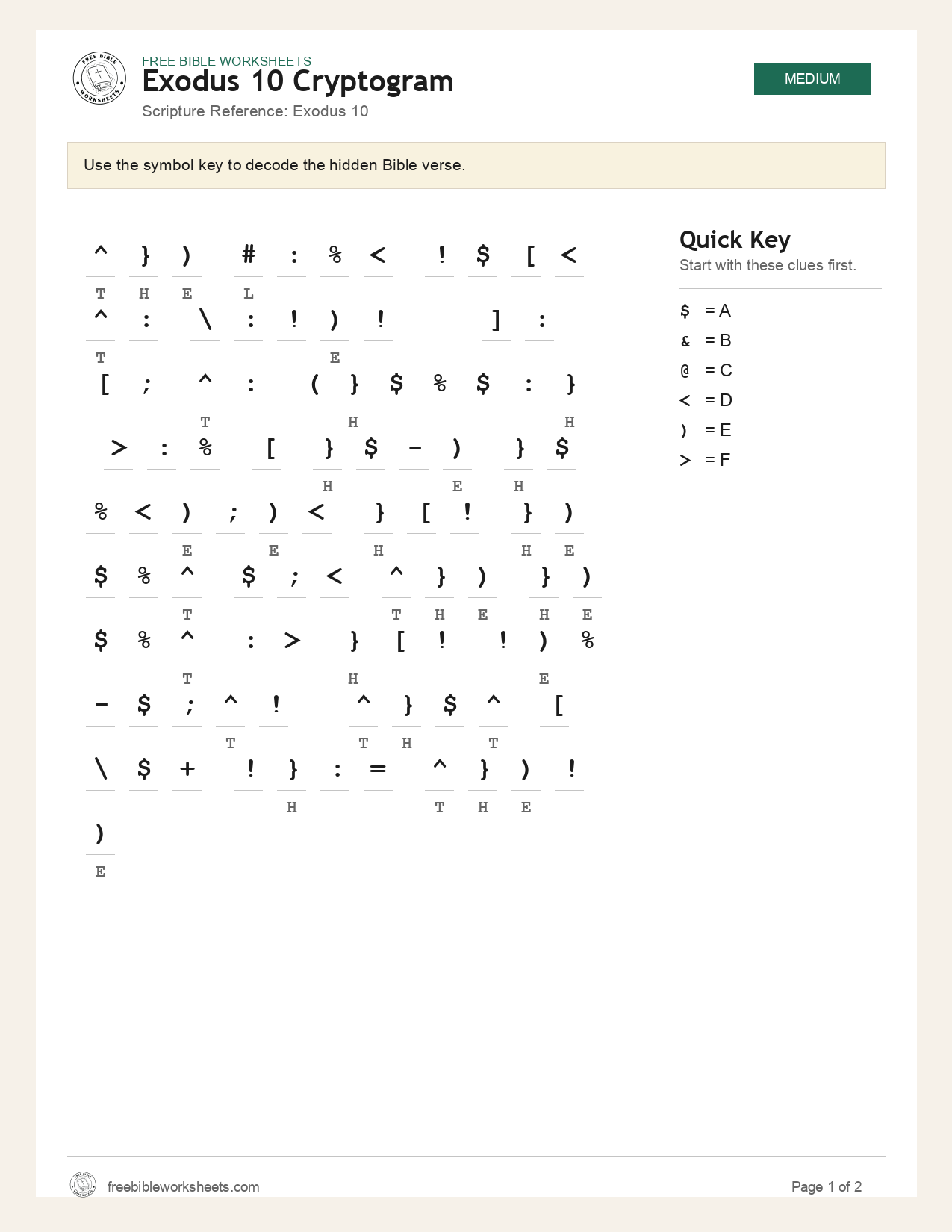 Exodus 10 Cryptogram preview