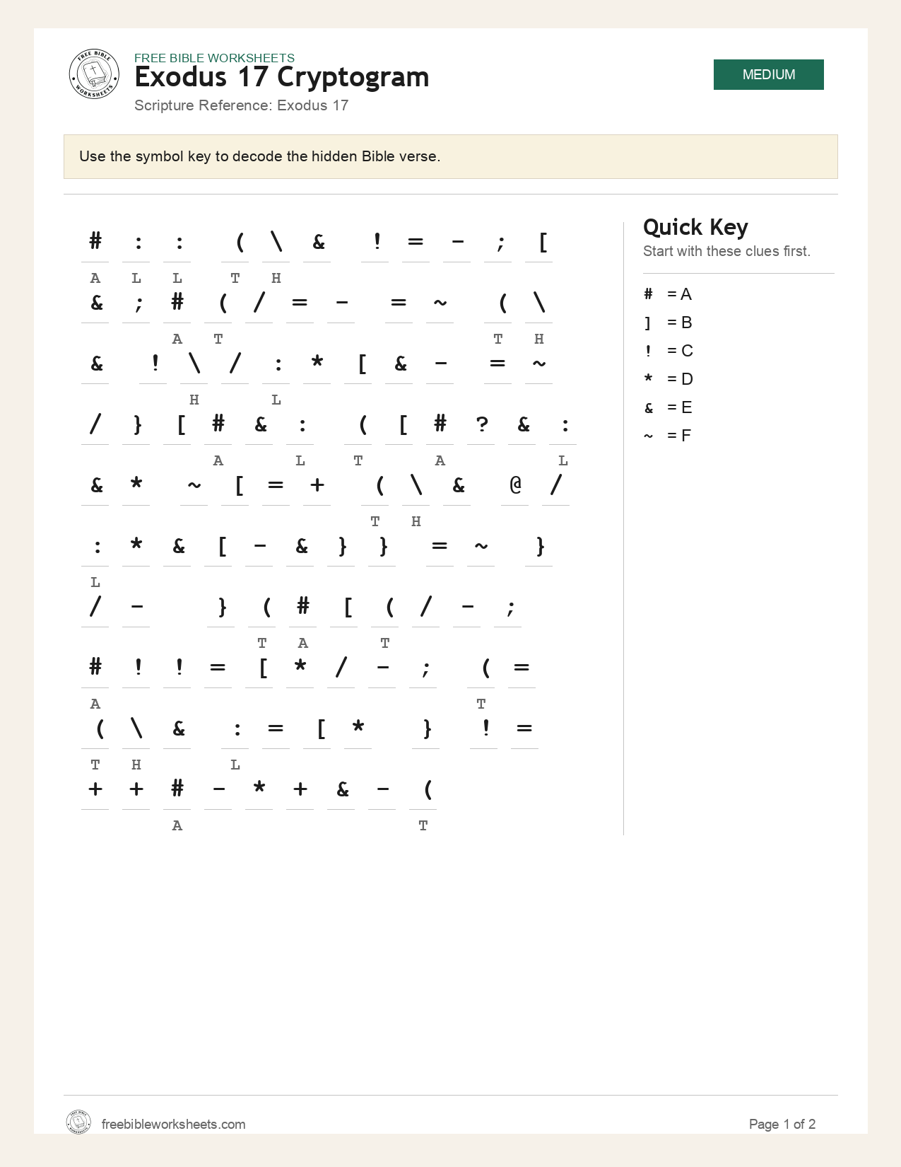 Exodus 17 Cryptogram preview