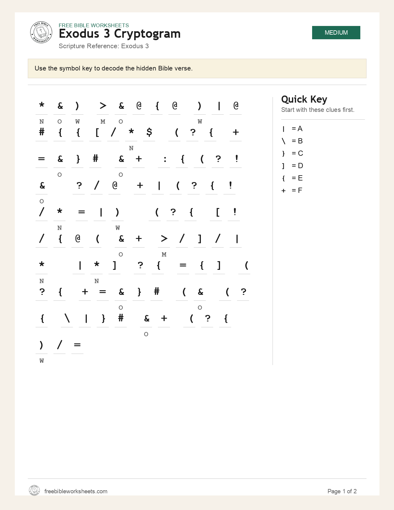 Exodus 3 Cryptogram preview