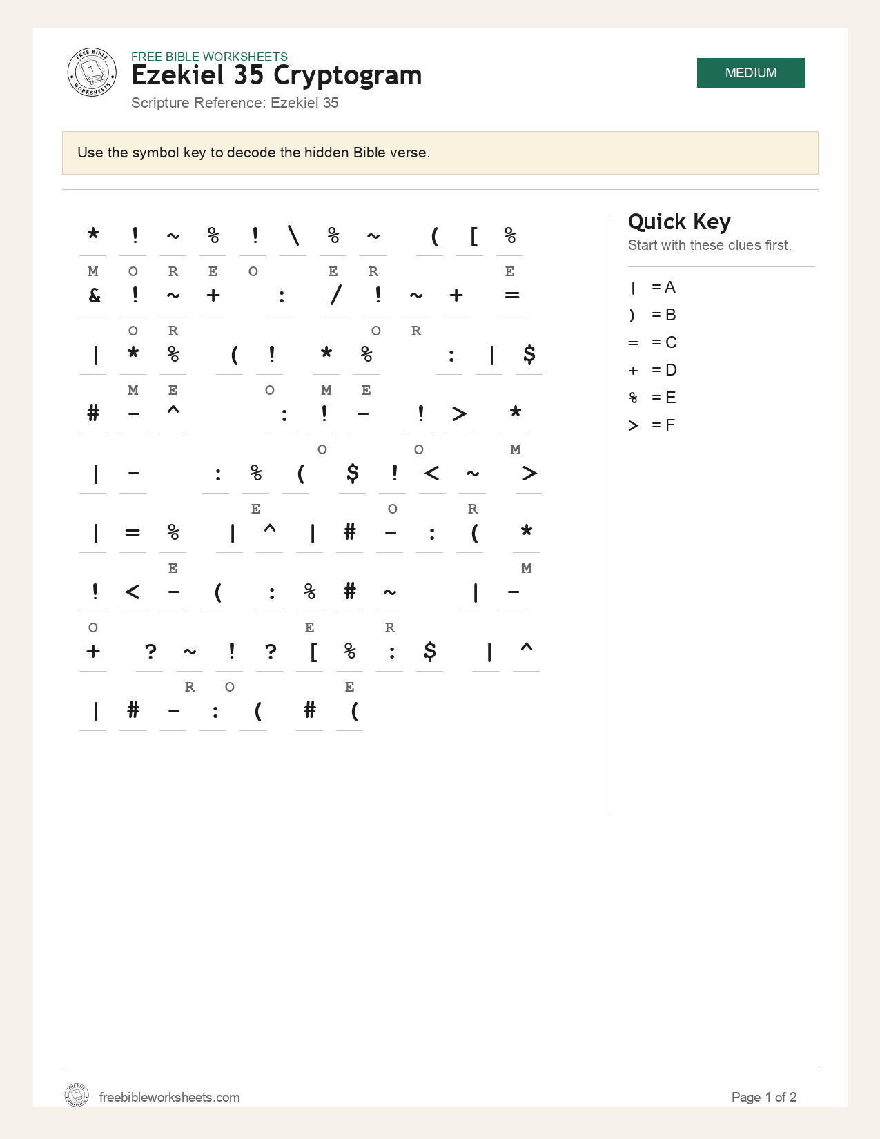 Ezekiel 35 Cryptogram preview
