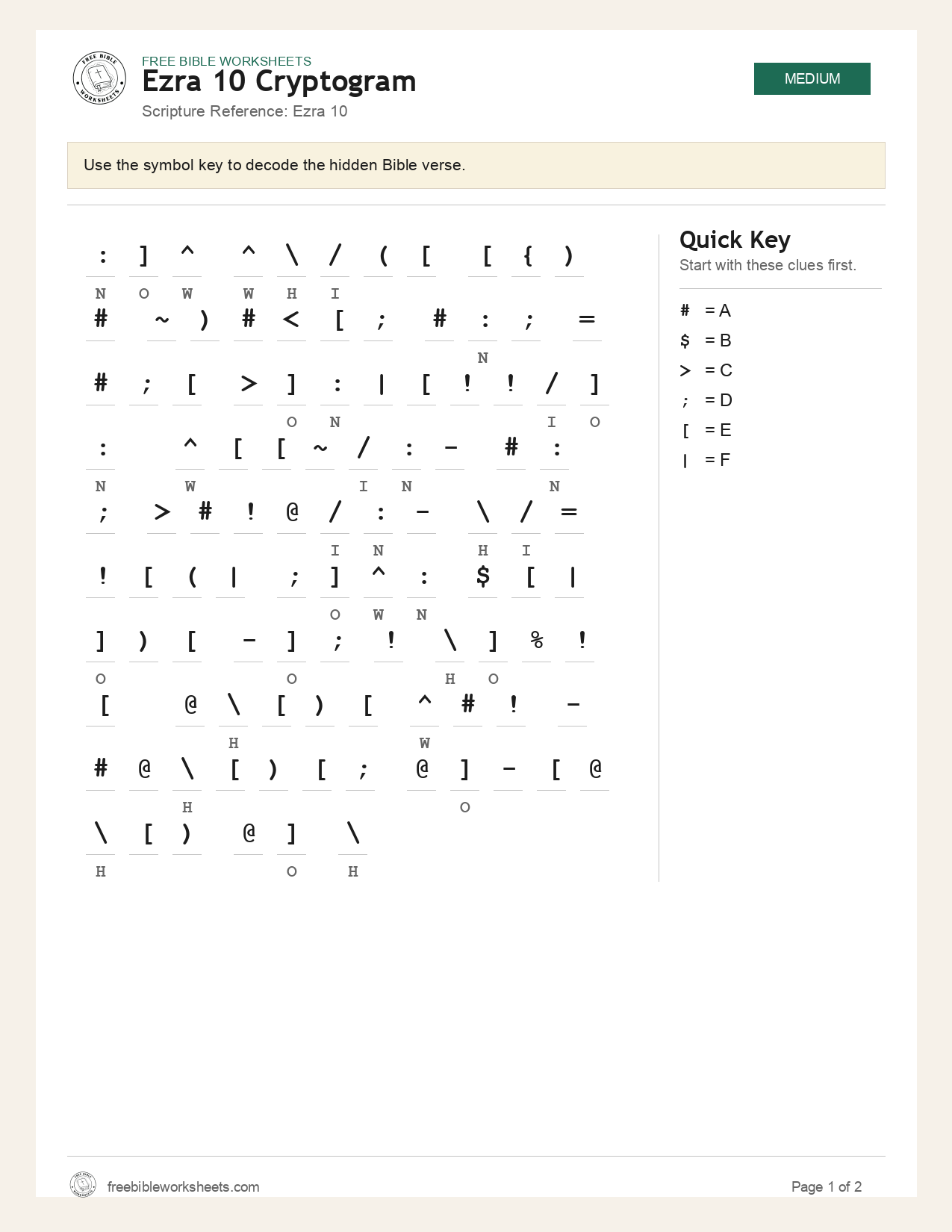Ezra 10 Cryptogram preview