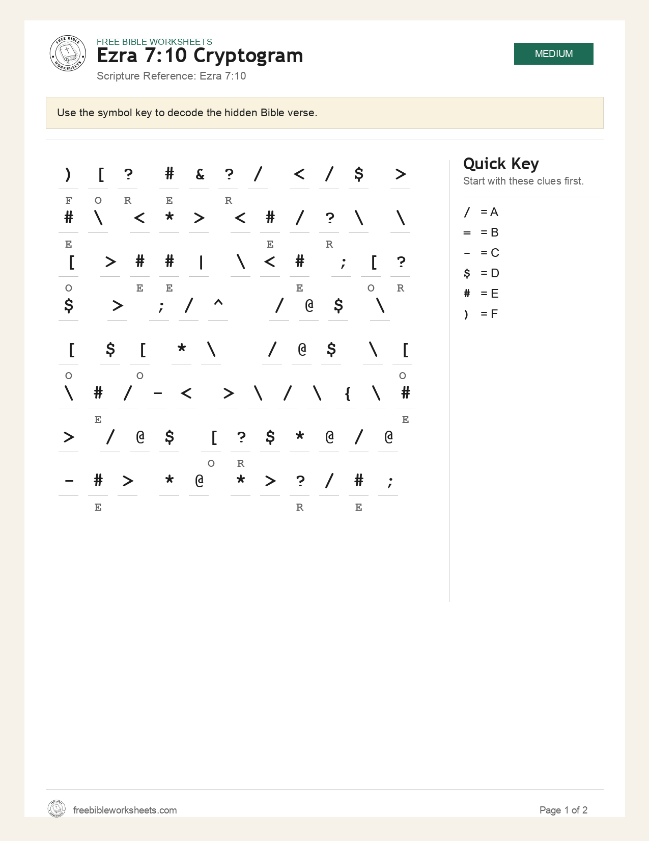 Ezra 7:10 Cryptogram preview