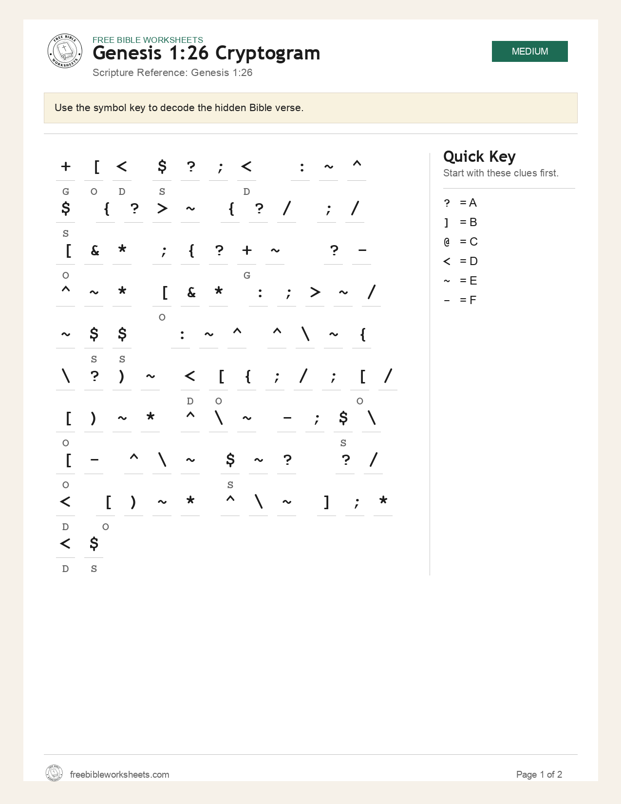 Genesis 1:26 Cryptogram preview