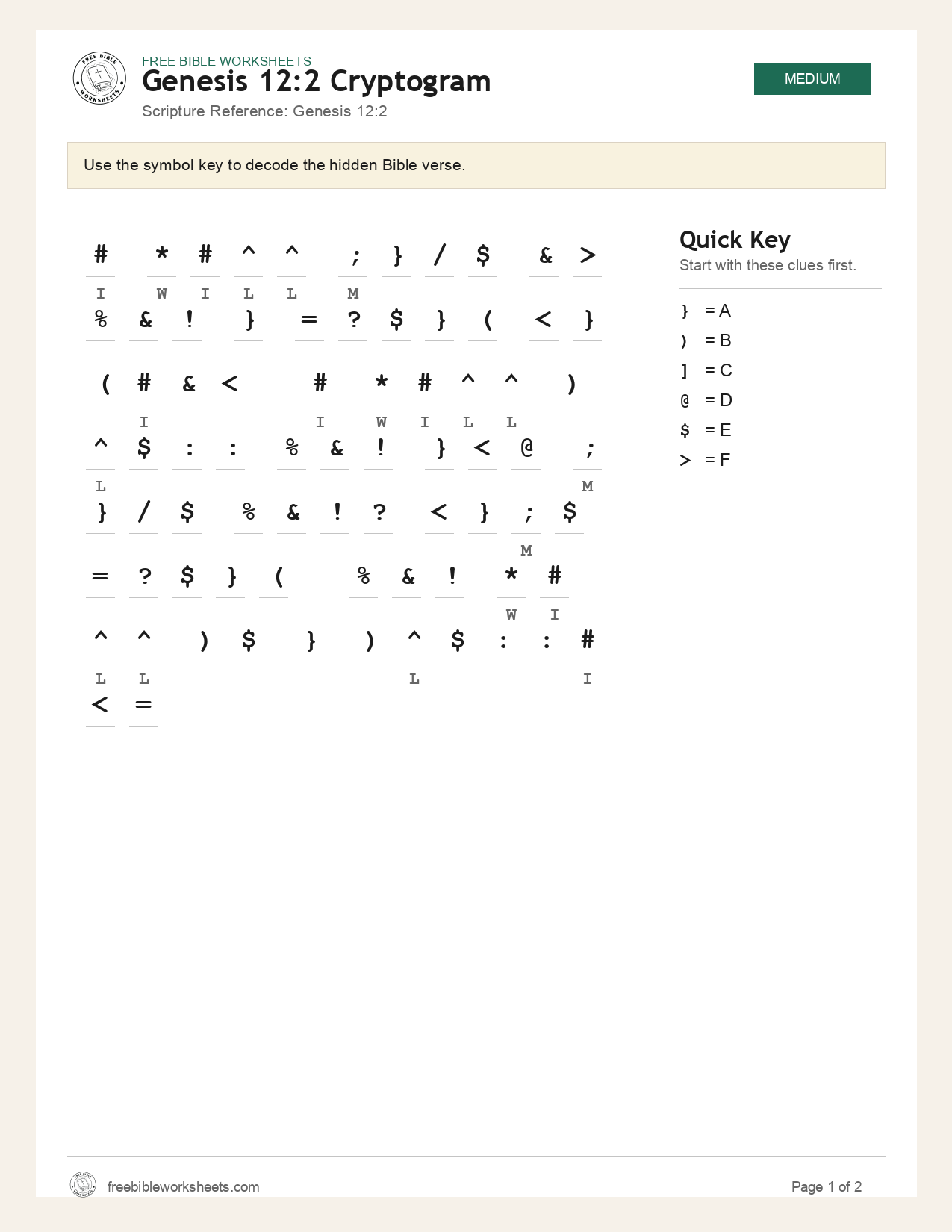 Genesis 12:2 Cryptogram preview