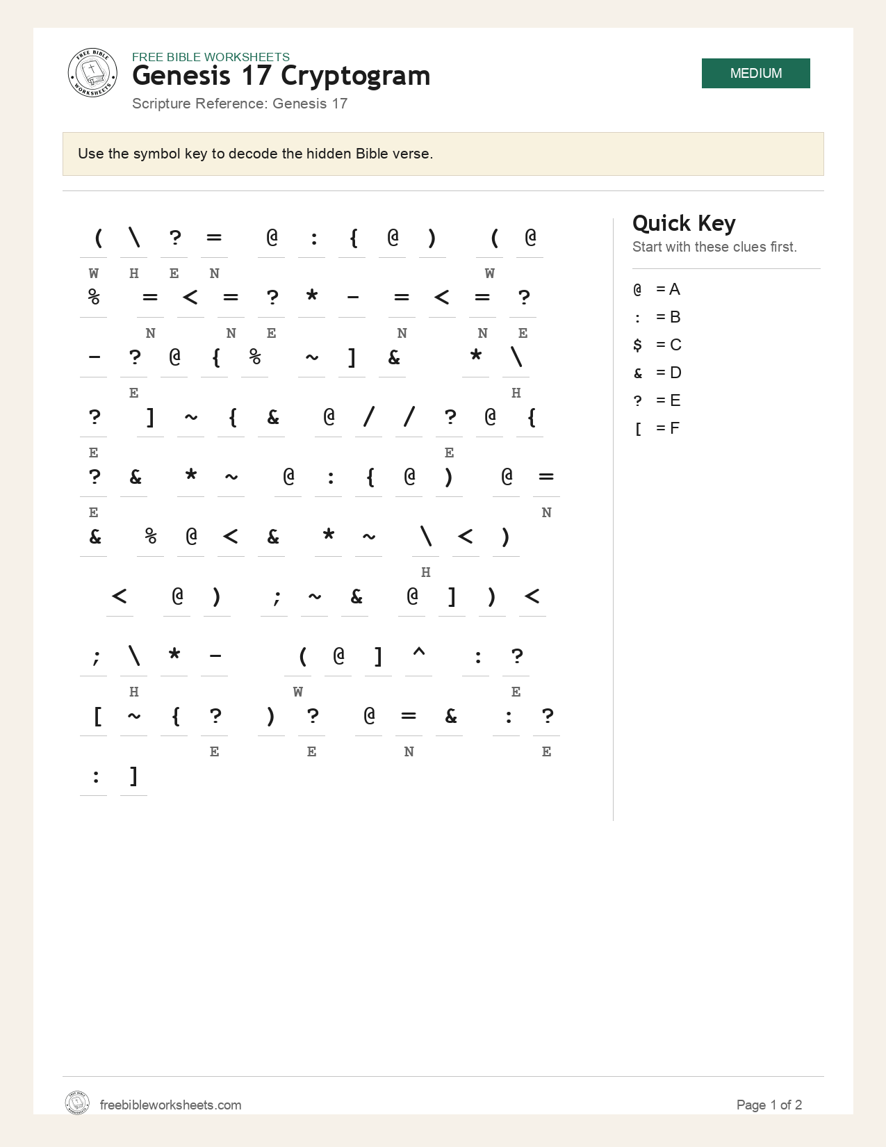 Genesis 17 Cryptogram preview