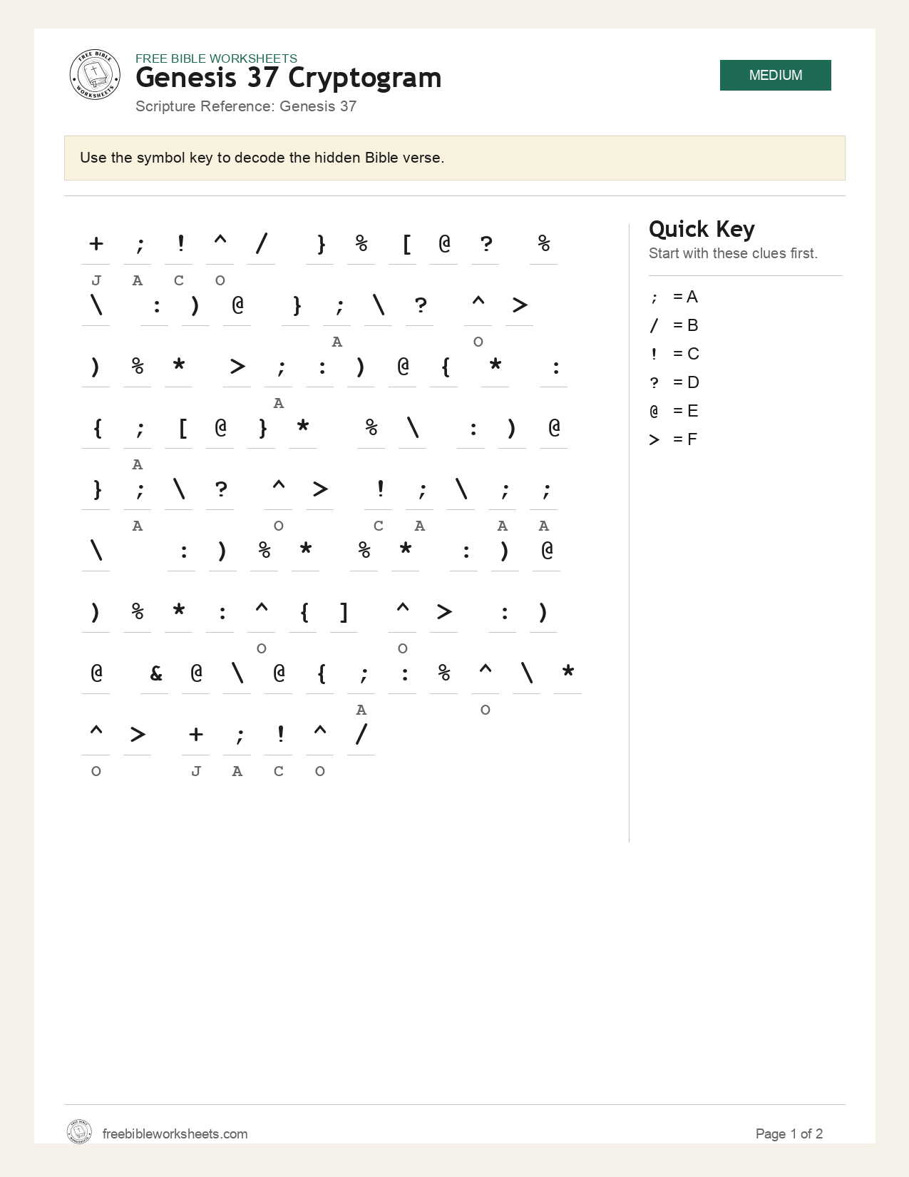 Genesis 37 Cryptogram preview