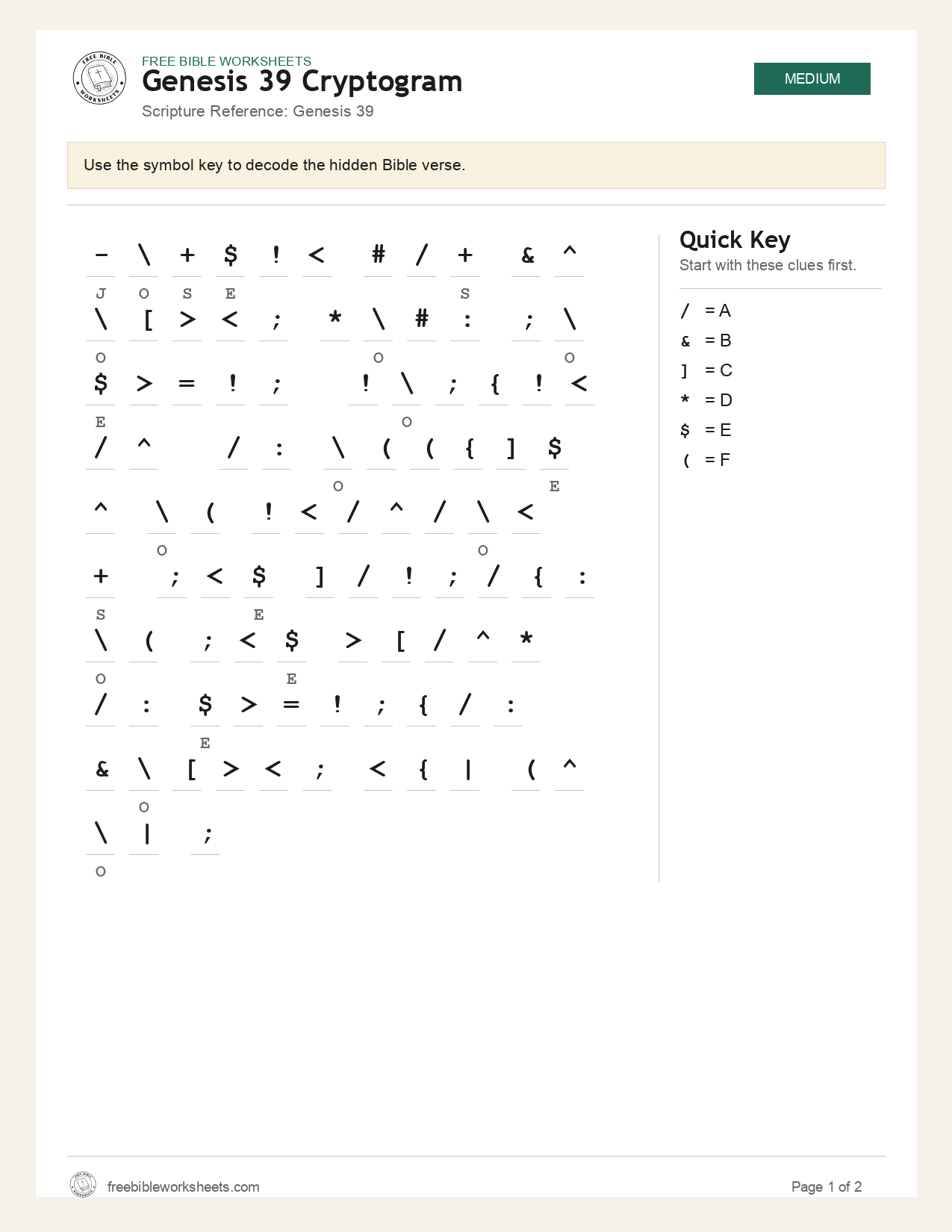 Genesis 39 Cryptogram preview
