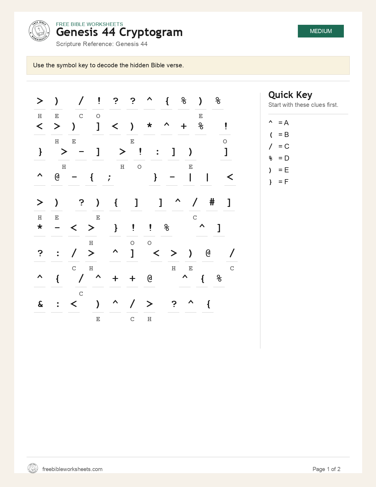 Genesis 44 Cryptogram preview