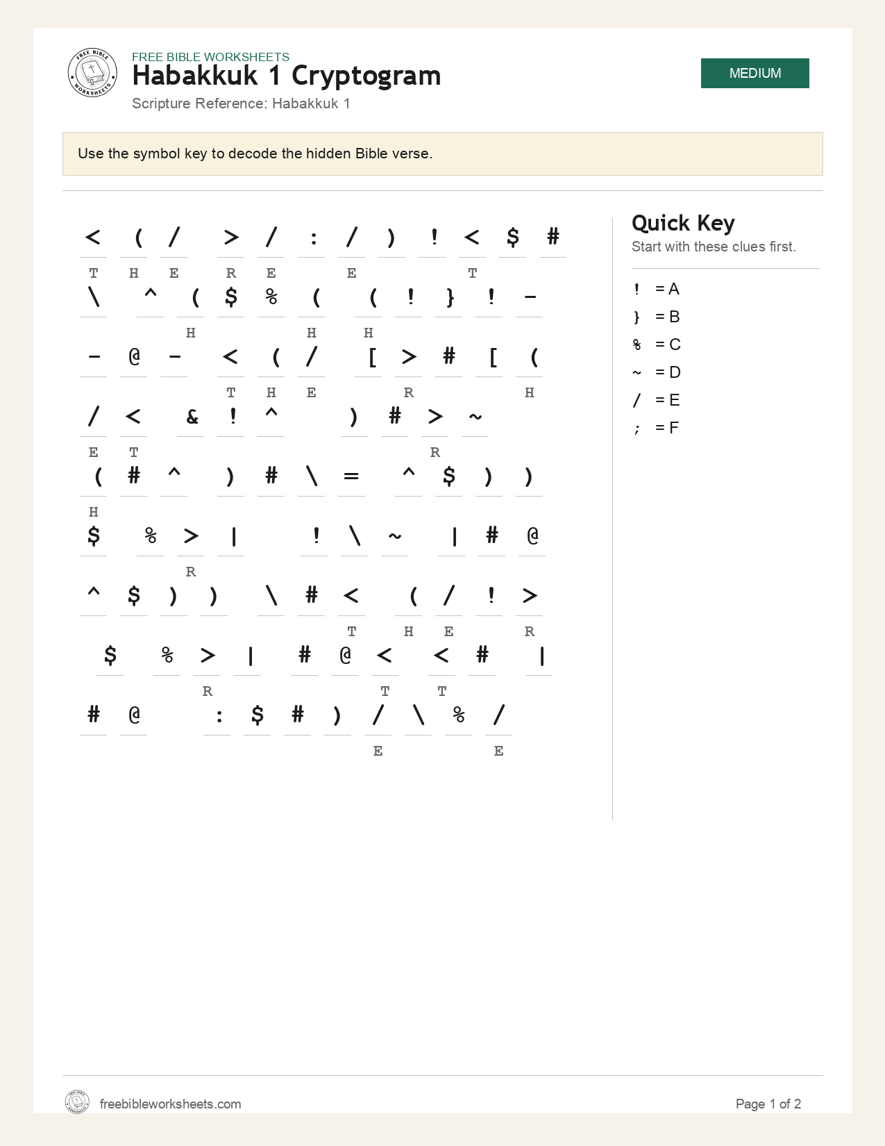 Habakkuk 1 Cryptogram preview