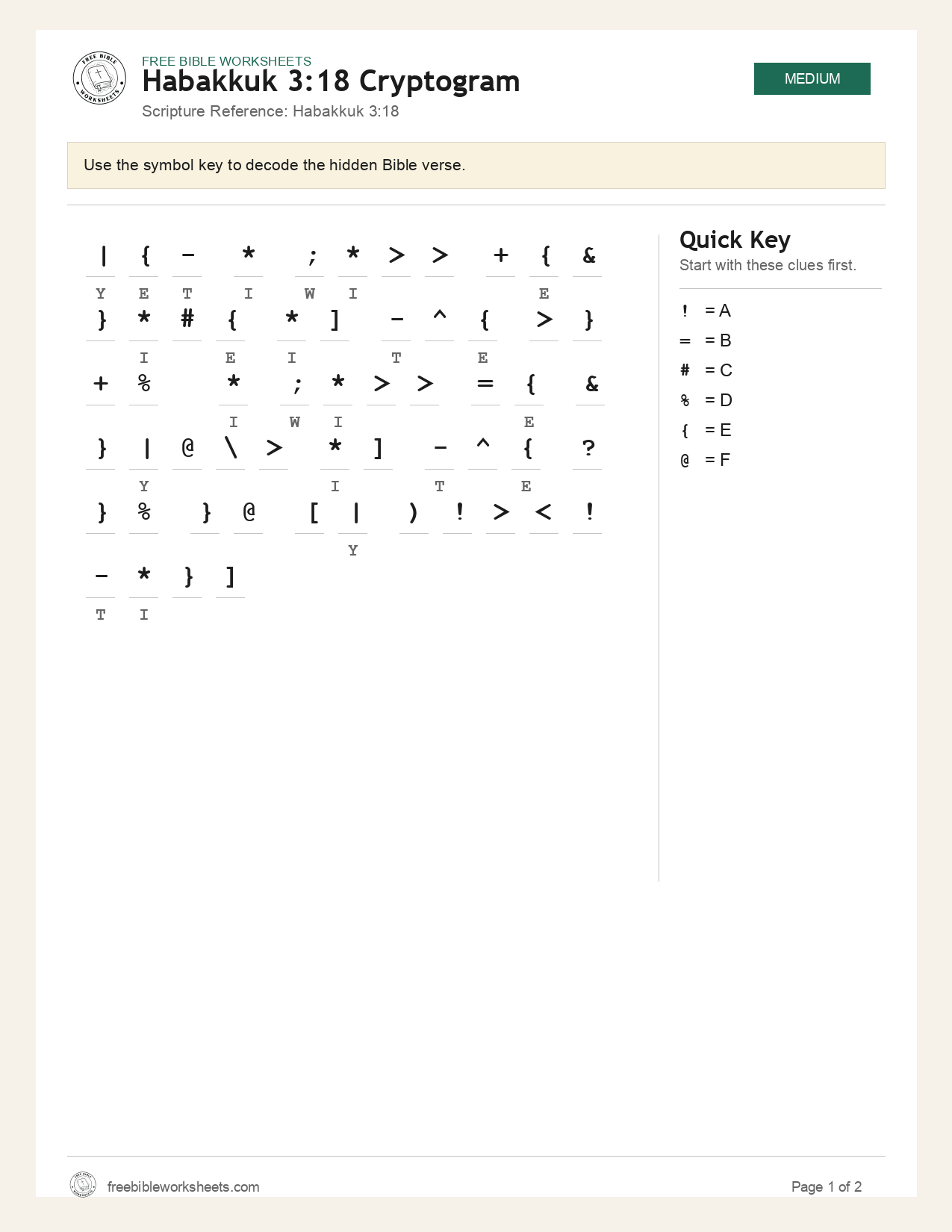 Habakkuk 3:18 Cryptogram preview