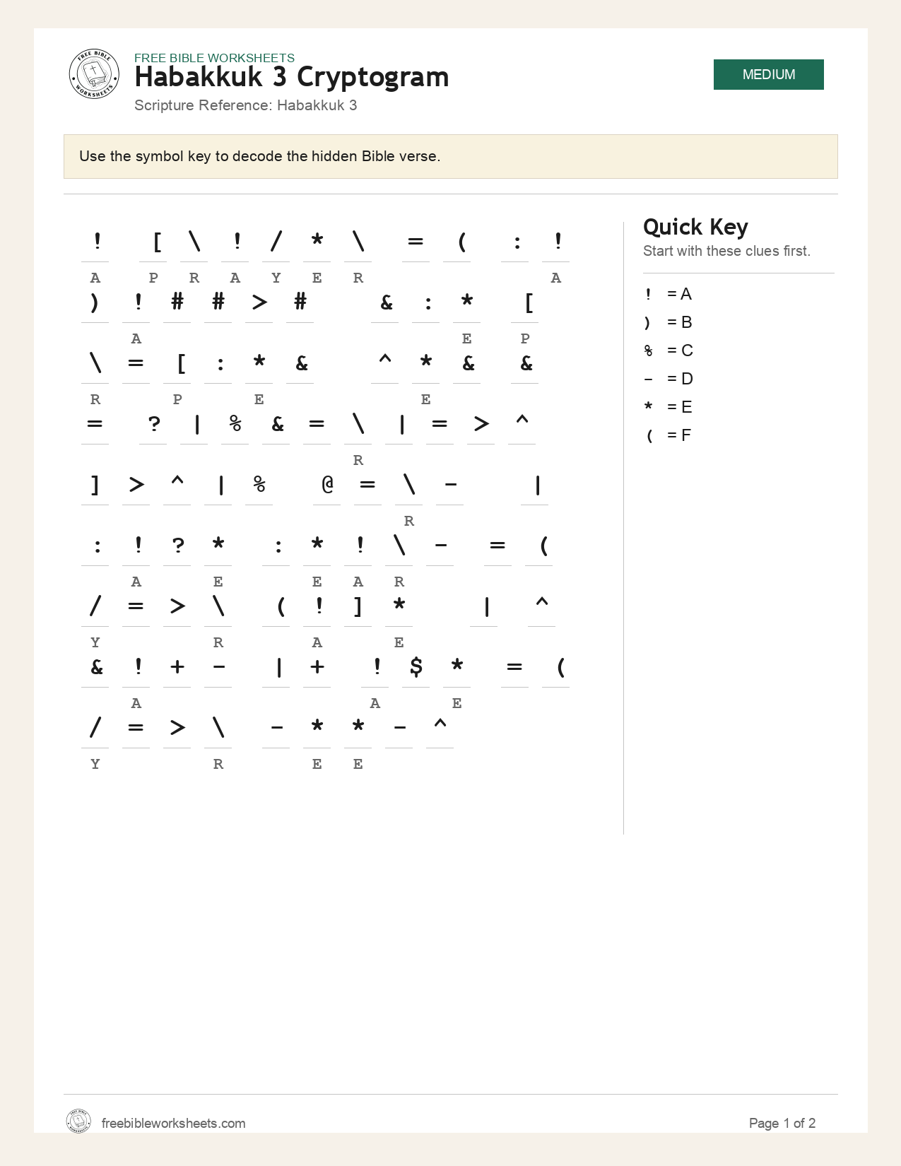 Habakkuk 3 Cryptogram preview