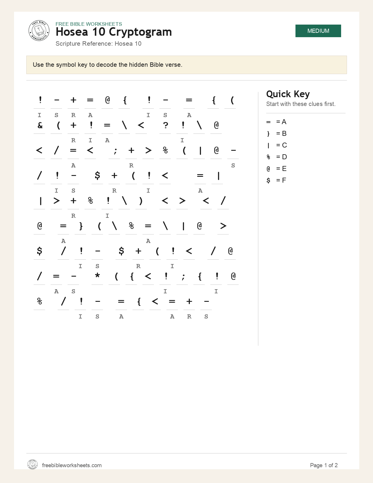 Hosea 10 Cryptogram preview