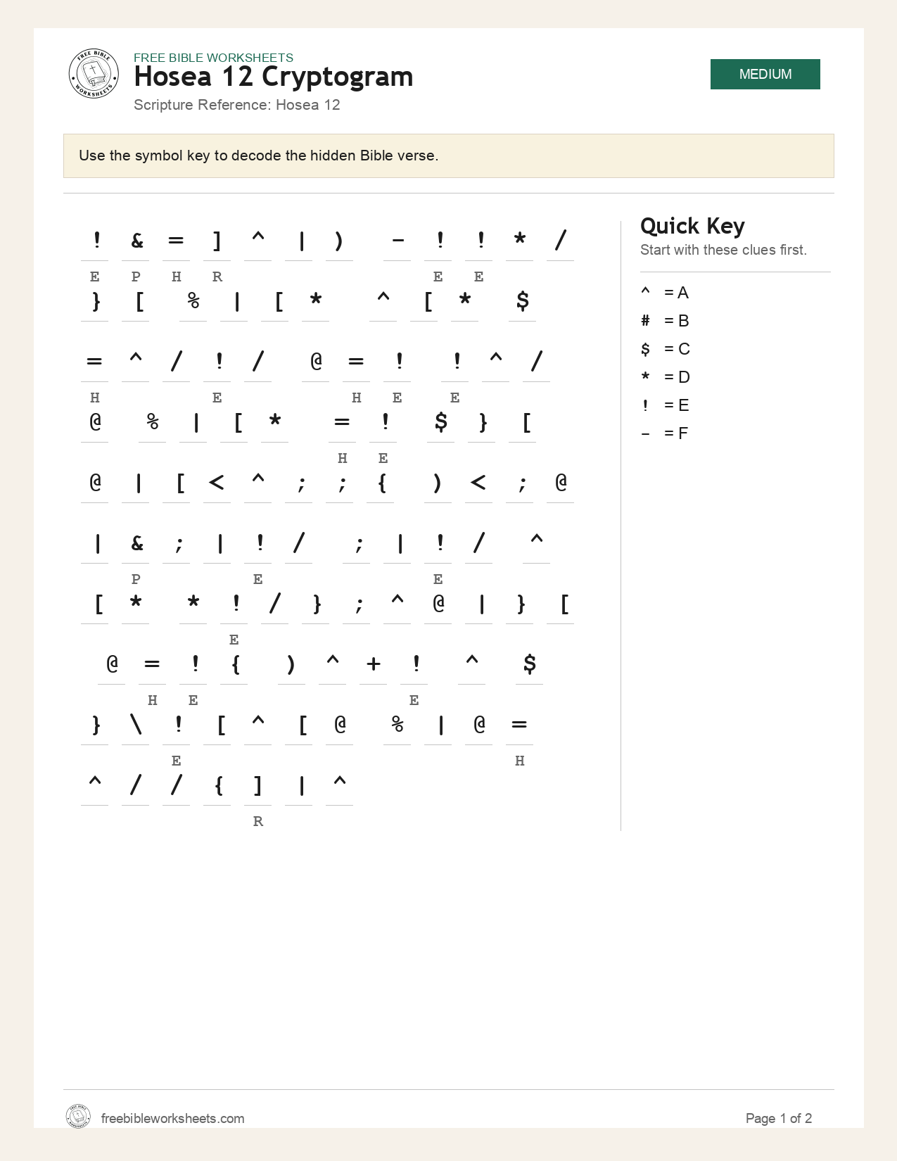 Hosea 12 Cryptogram preview