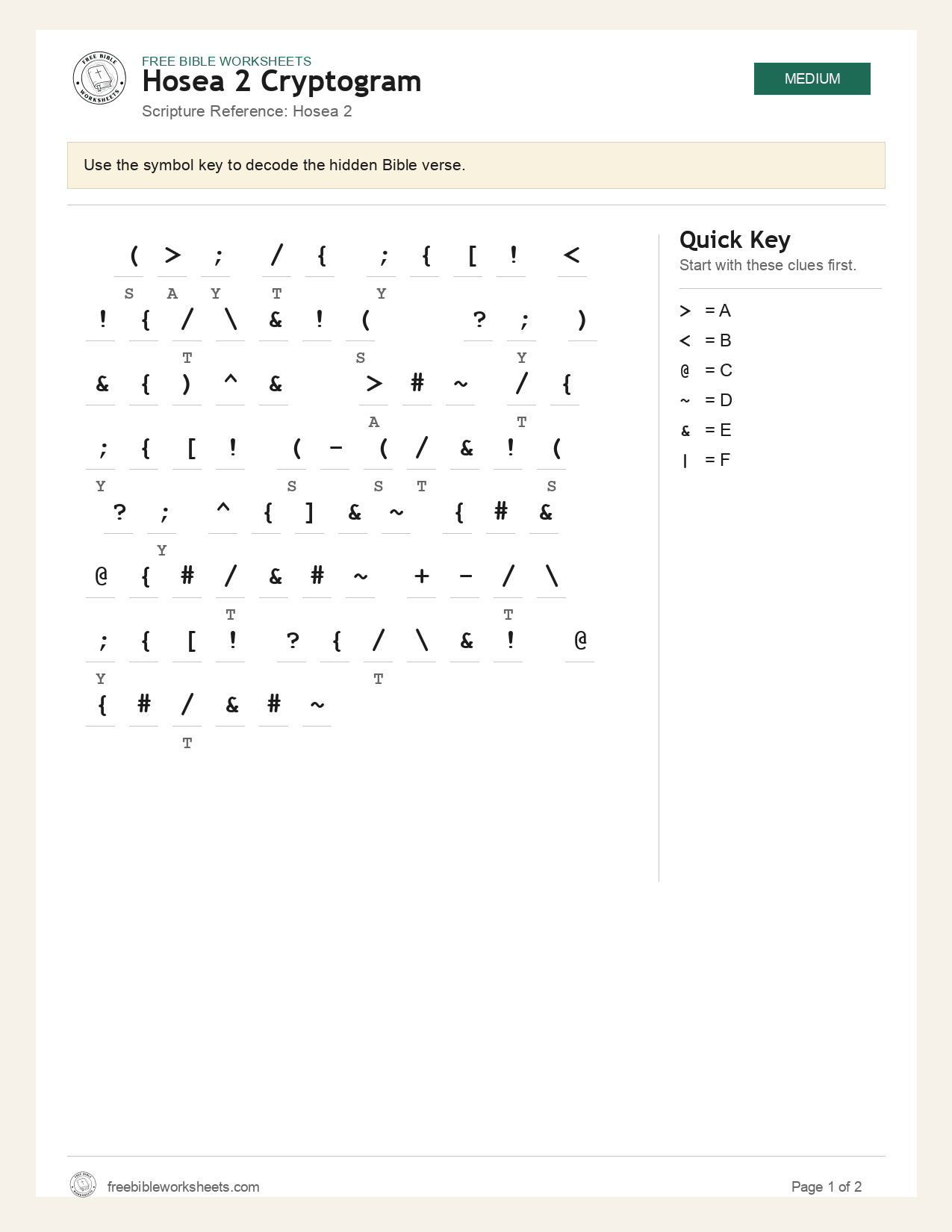 Hosea 2 Cryptogram preview