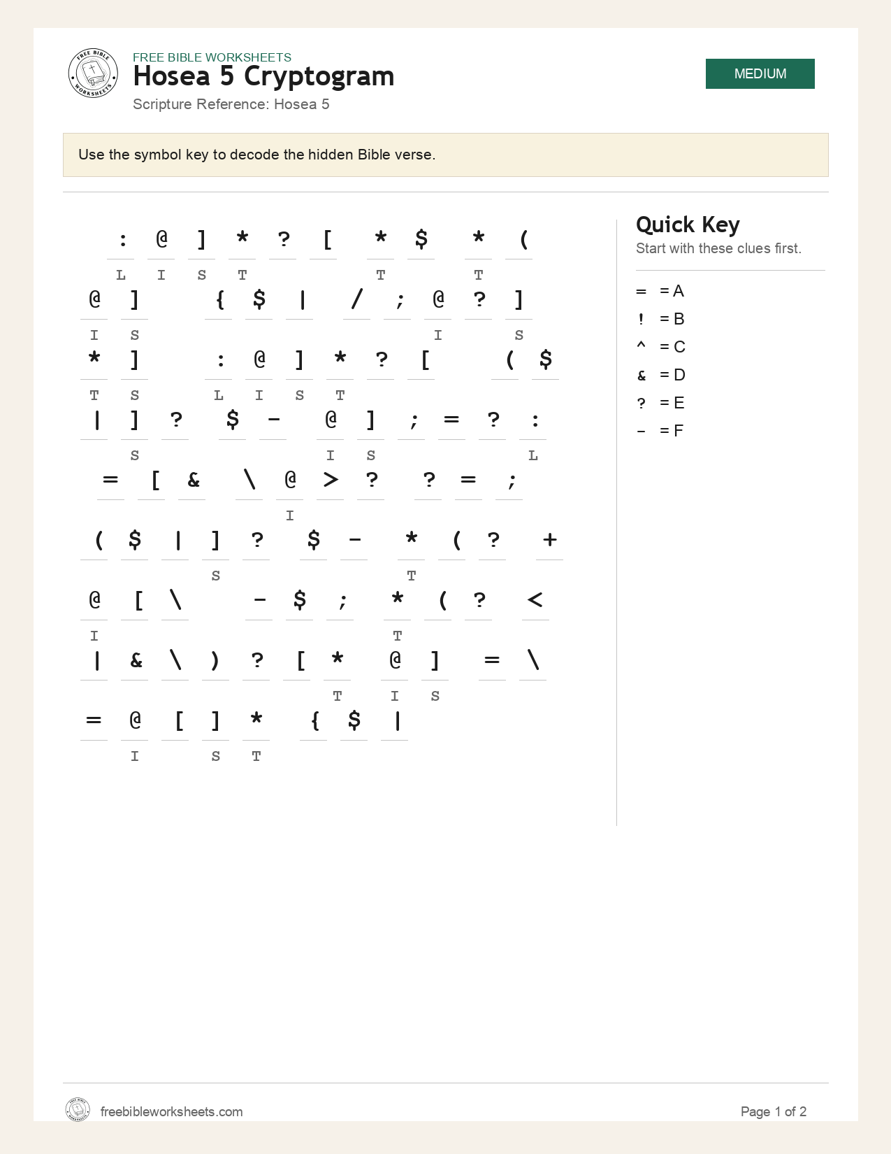 Hosea 5 Cryptogram preview