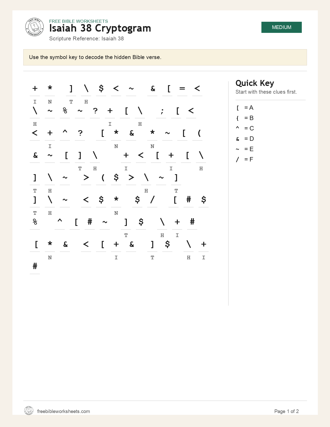 Isaiah 38 Cryptogram preview
