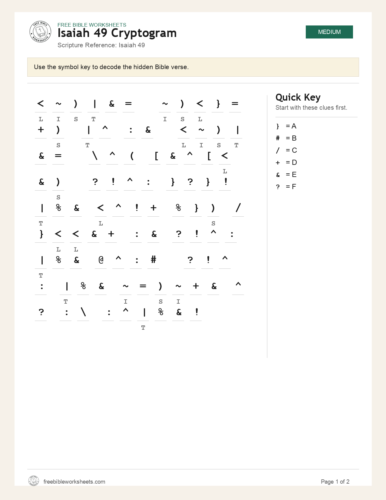 Isaiah 49 Cryptogram preview